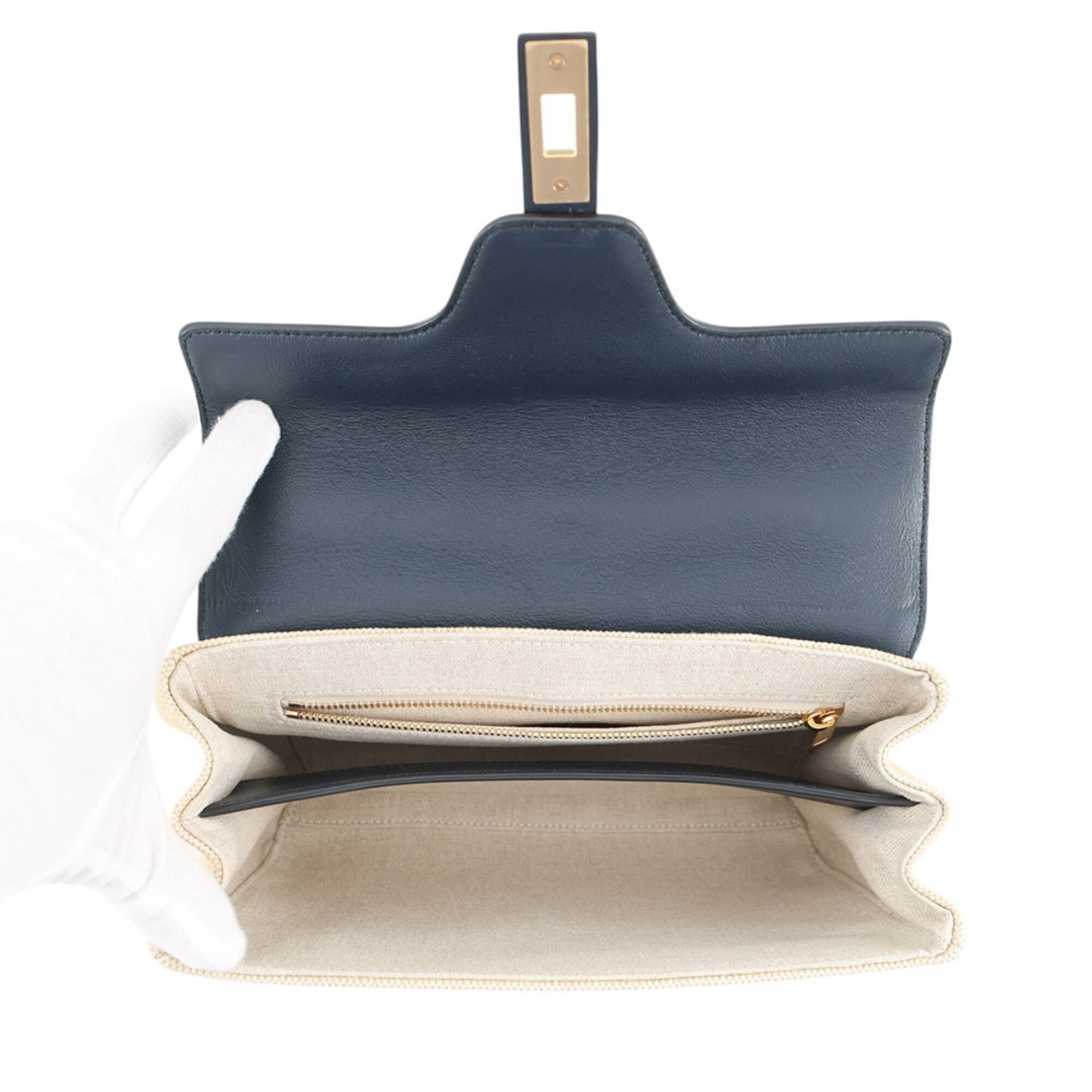 Celine Navy Raffia Handbag Shoulder Bag (Pre-Owned)