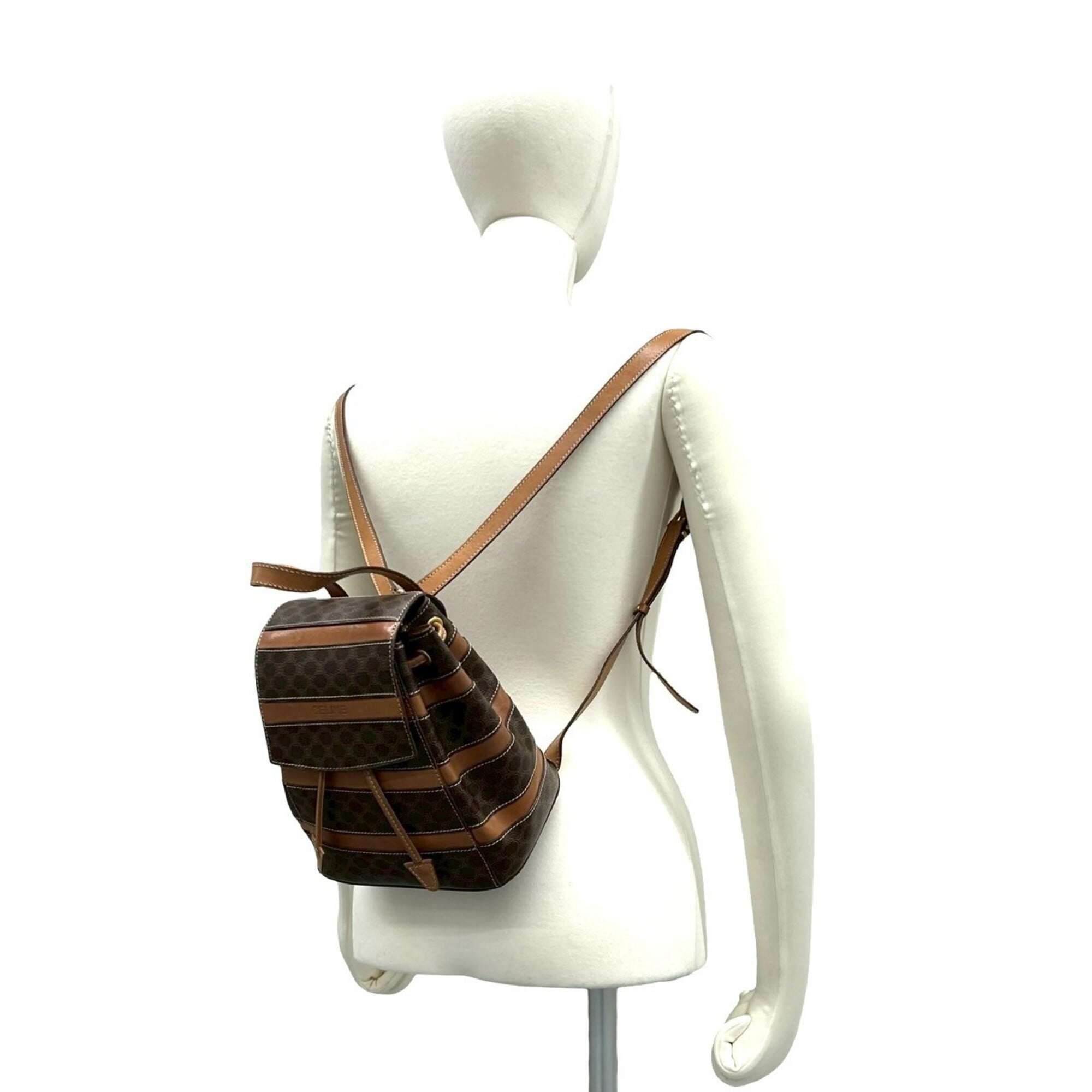 Celine Brown Leather Pvc Backpack (Pre-Owned)