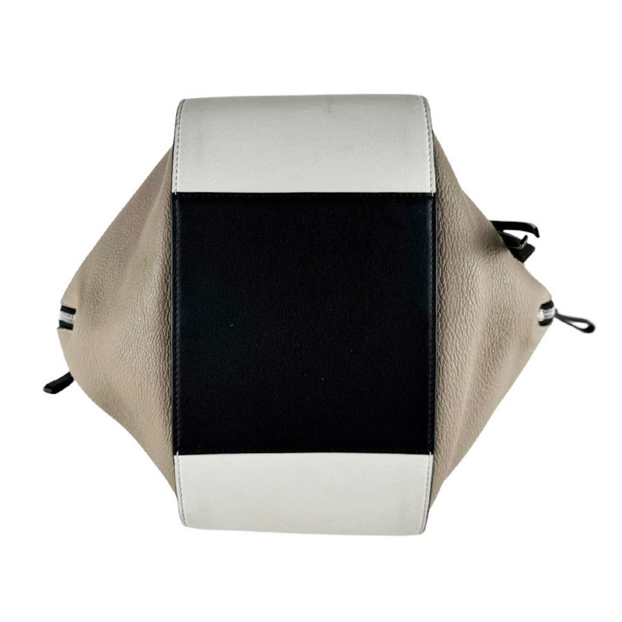 Loewe Beige Black White Leather Handbag Shoulder Bag (Pre-Owned)