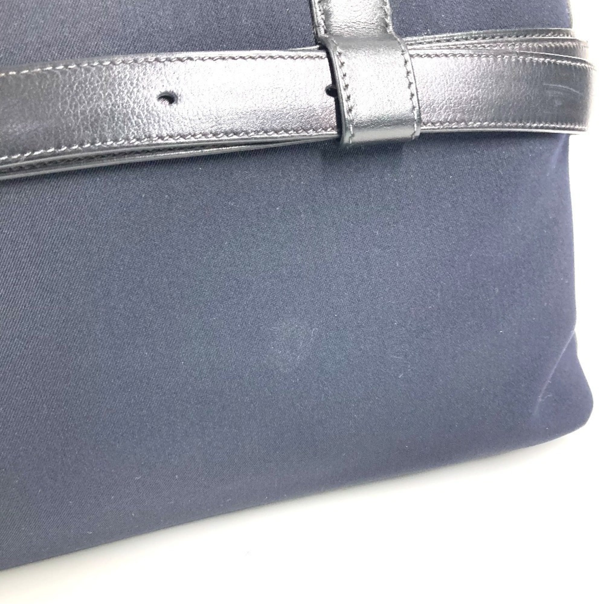 Hermes Black Canvas Leather Briefcase Handbag Tote Bag (Pre-Owned)