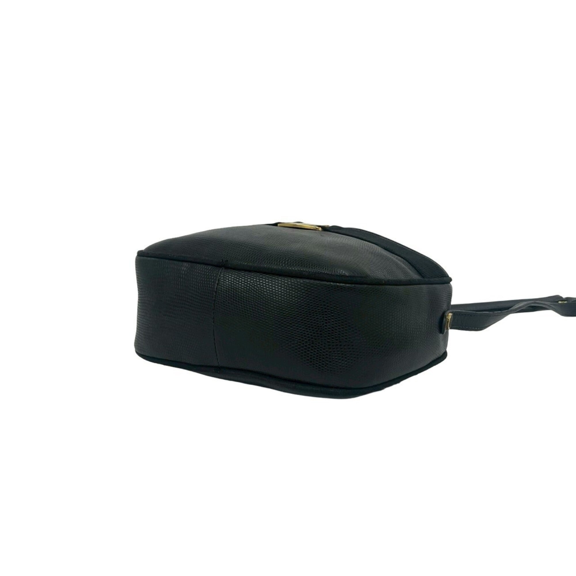 Salvatore Ferragamo Black Leather Pochette Shoulder Bag (Pre-Owned)