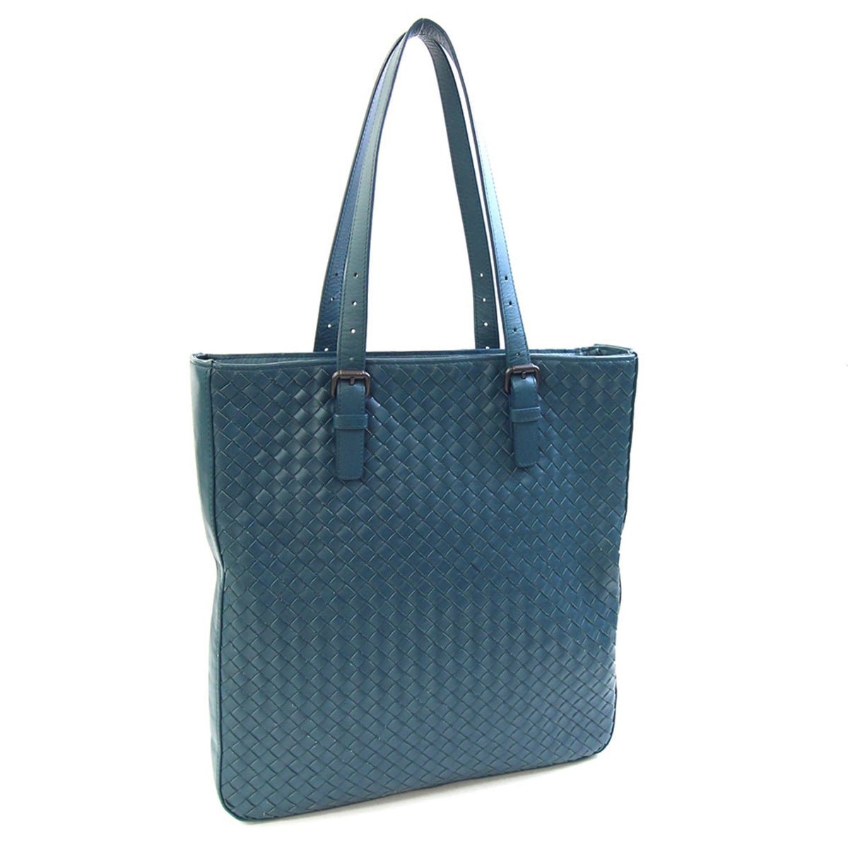 Bottega Veneta Intrecciato Navy Leather Tote Bag (Pre-Owned)