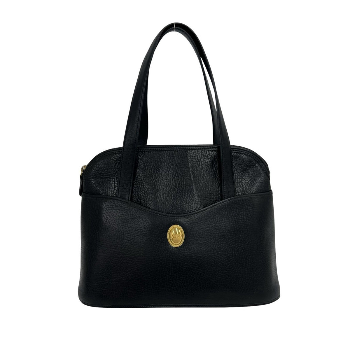 Christian Dior Black Leather Handbag Tote Bag (Pre-Owned)