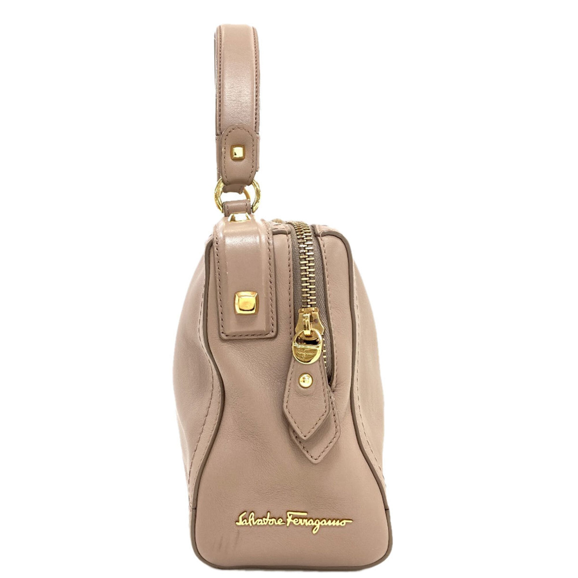 Salvatore Ferragamo Gray Leather Handbag (Pre-Owned)
