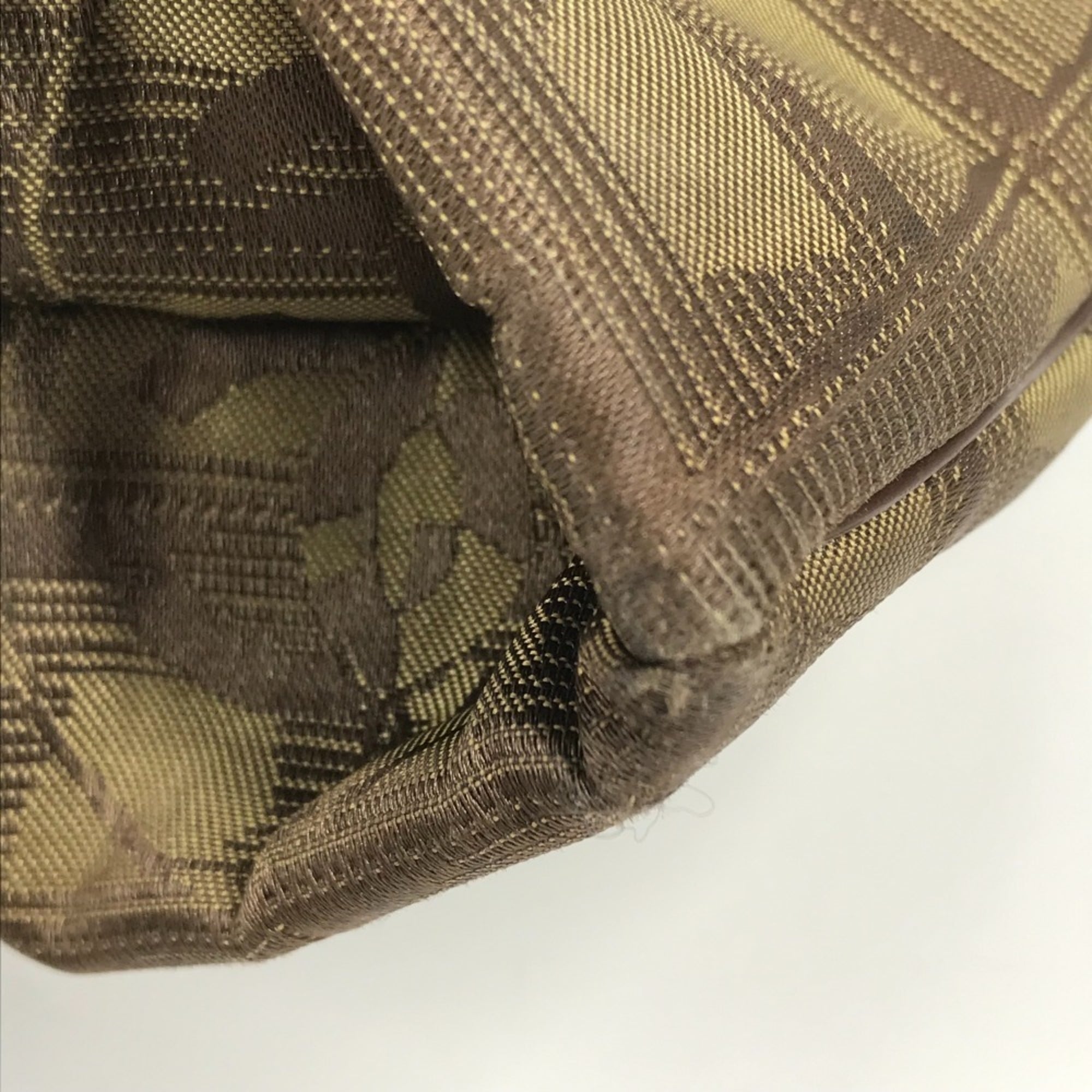 Chanel Khaki Nylon Leather Handbag Tote Bag (Pre-Owned)