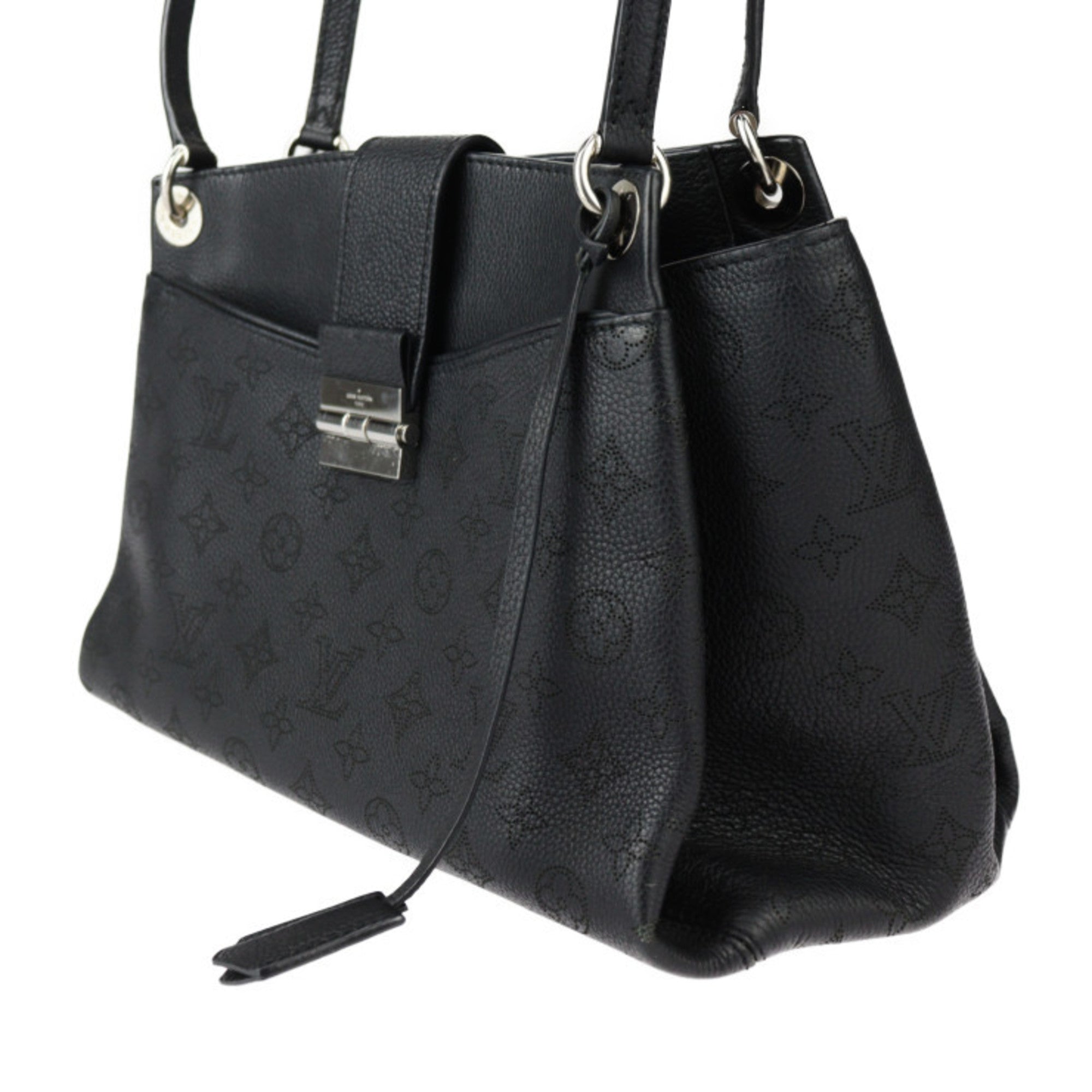 Louis Vuitton Black Leather Handbag Shoulder Bag Tote Bag (Pre-Owned)