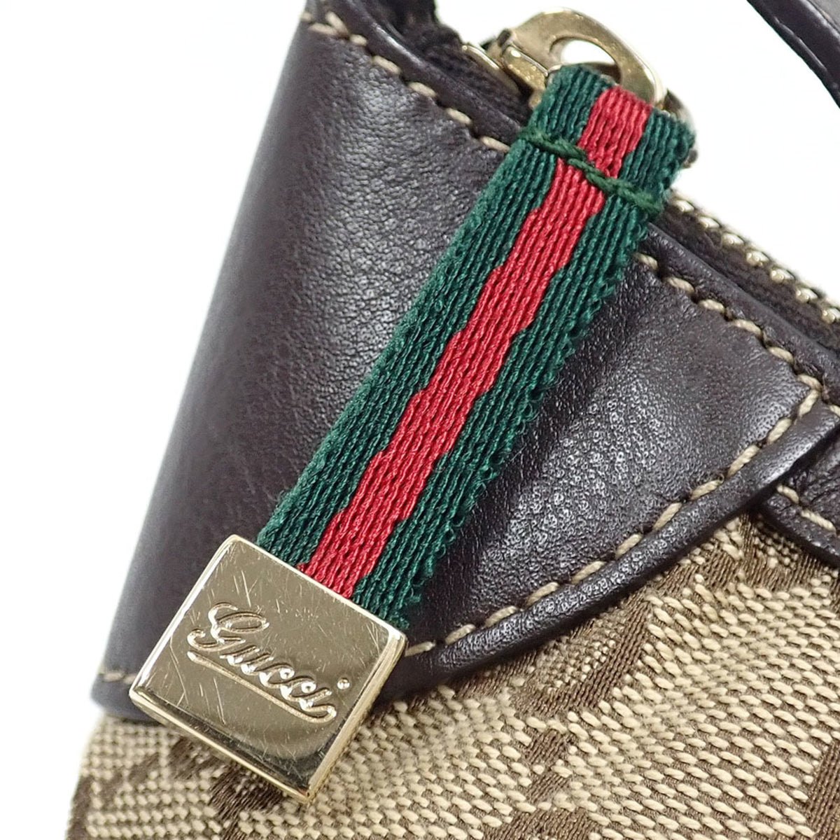 Gucci Beige Brown Gg Canvas Leather Shoulder Bag (Pre-Owned)
