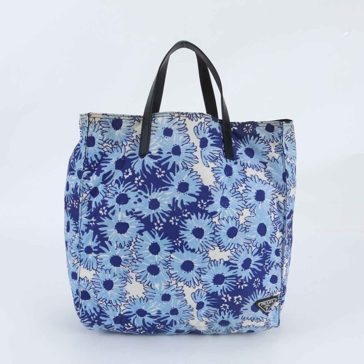 Prada Blue Leather Nylon Tote Bag (Pre-Owned)