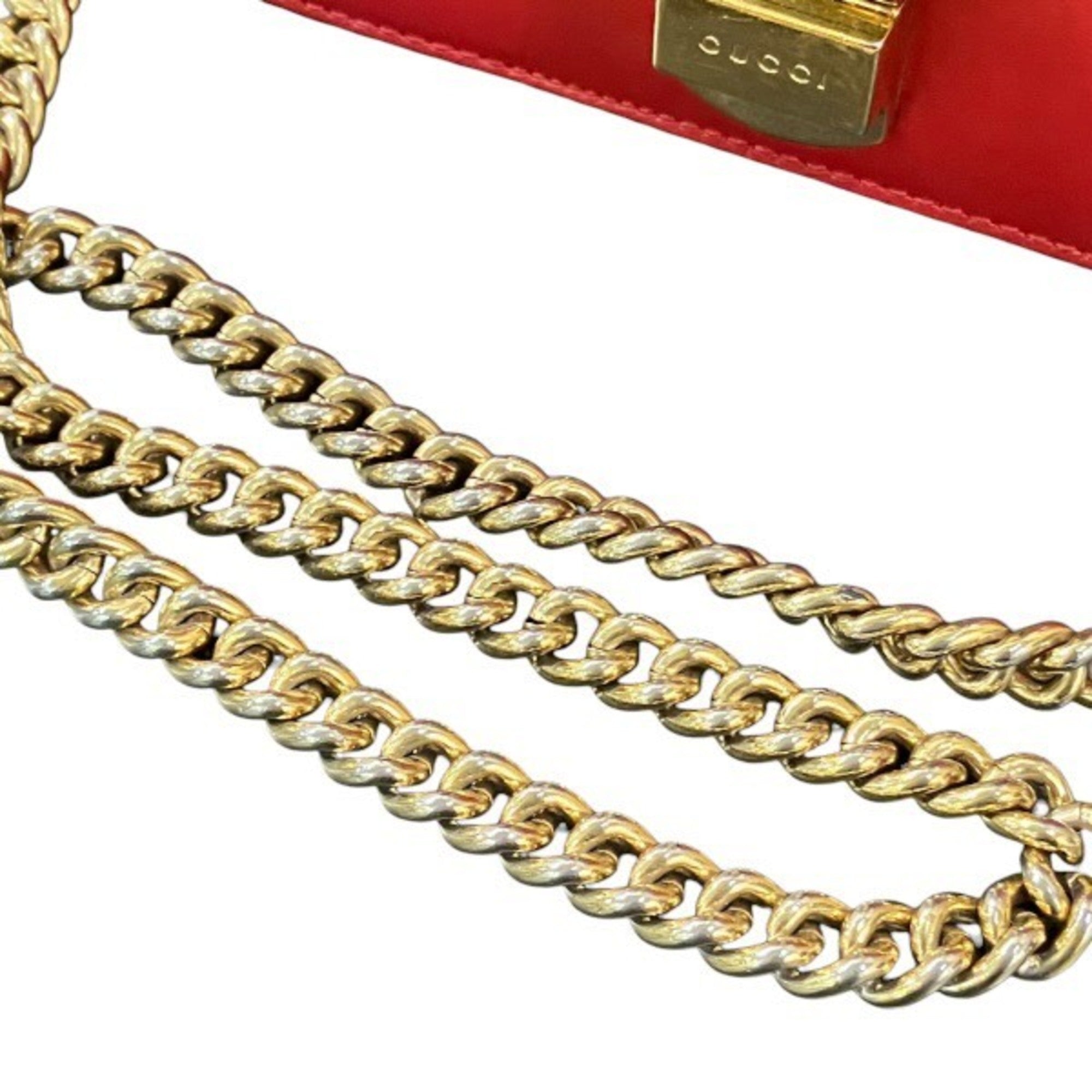 Gucci Sherry Line Red Color Leather Handbag Shoulder Bag (Pre-Owned)