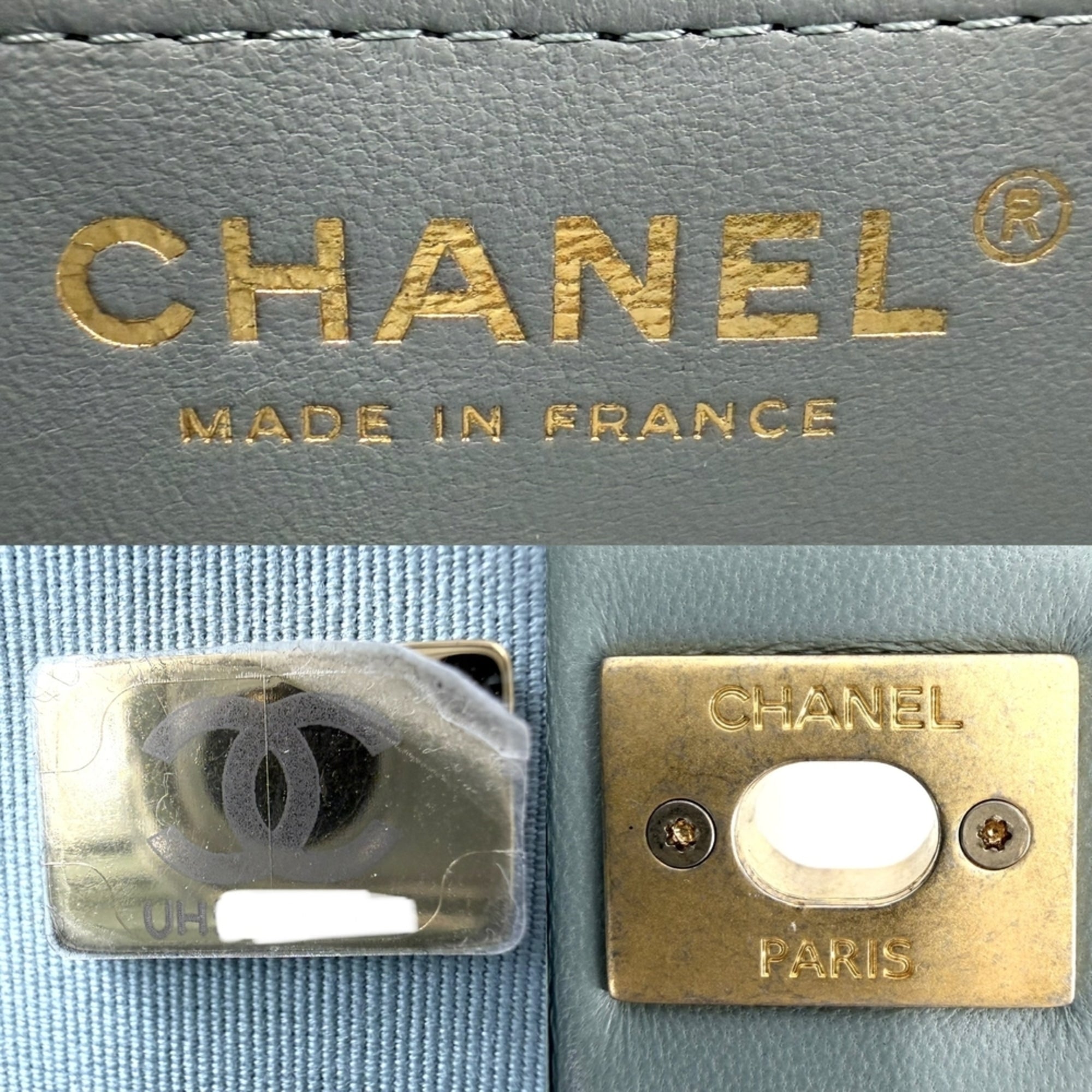 Chanel Green White Leather Shoulder Bag (Pre-Owned)