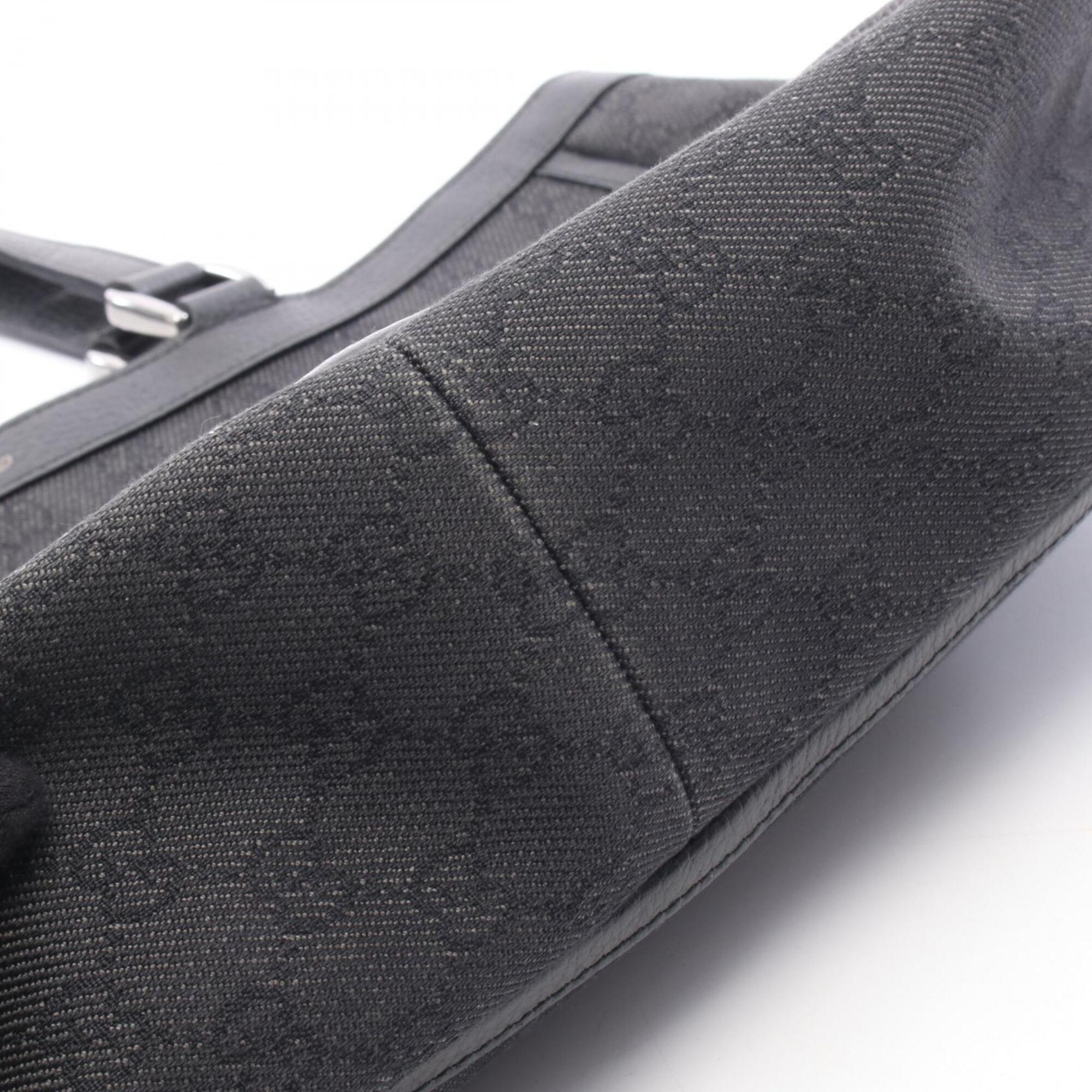 Gucci Black Canvas Leather Handbag Tote Bag (Pre-Owned)