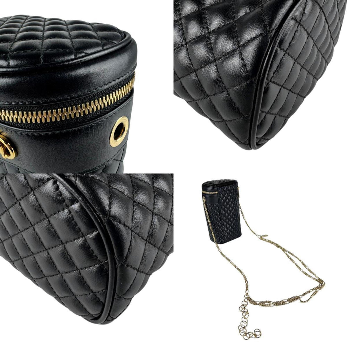 Gucci Black Gold Leather Metal Shoulder Bag (Pre-Owned)