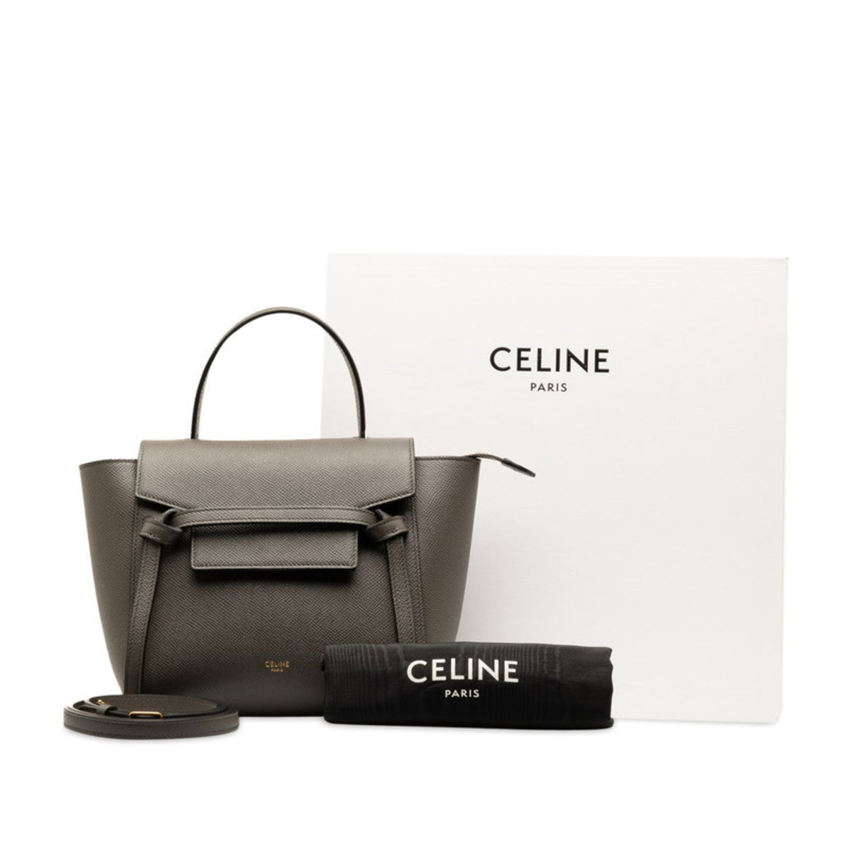 Celine Gray Leather Handbag Shoulder Bag (Pre-Owned)