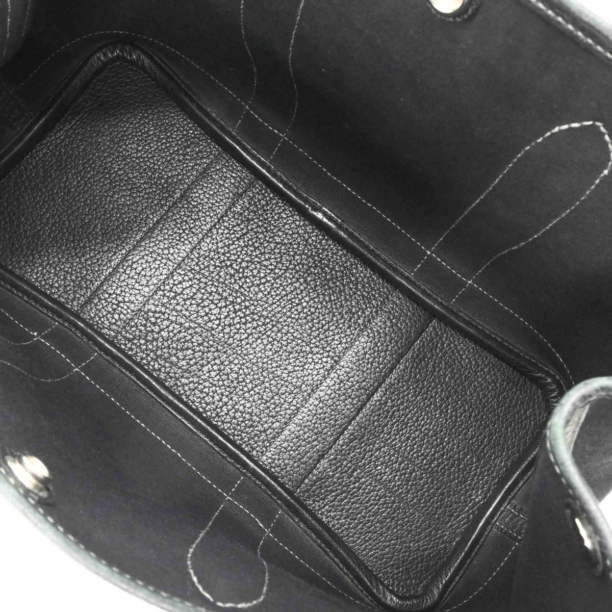 Hermes Garden Black Toile Officier Handbag Tote Bag (Pre-Owned)