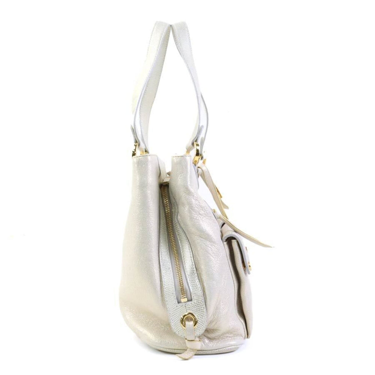 Bvlgari White Leather Handbag Shoulder Bag (Pre-Owned)