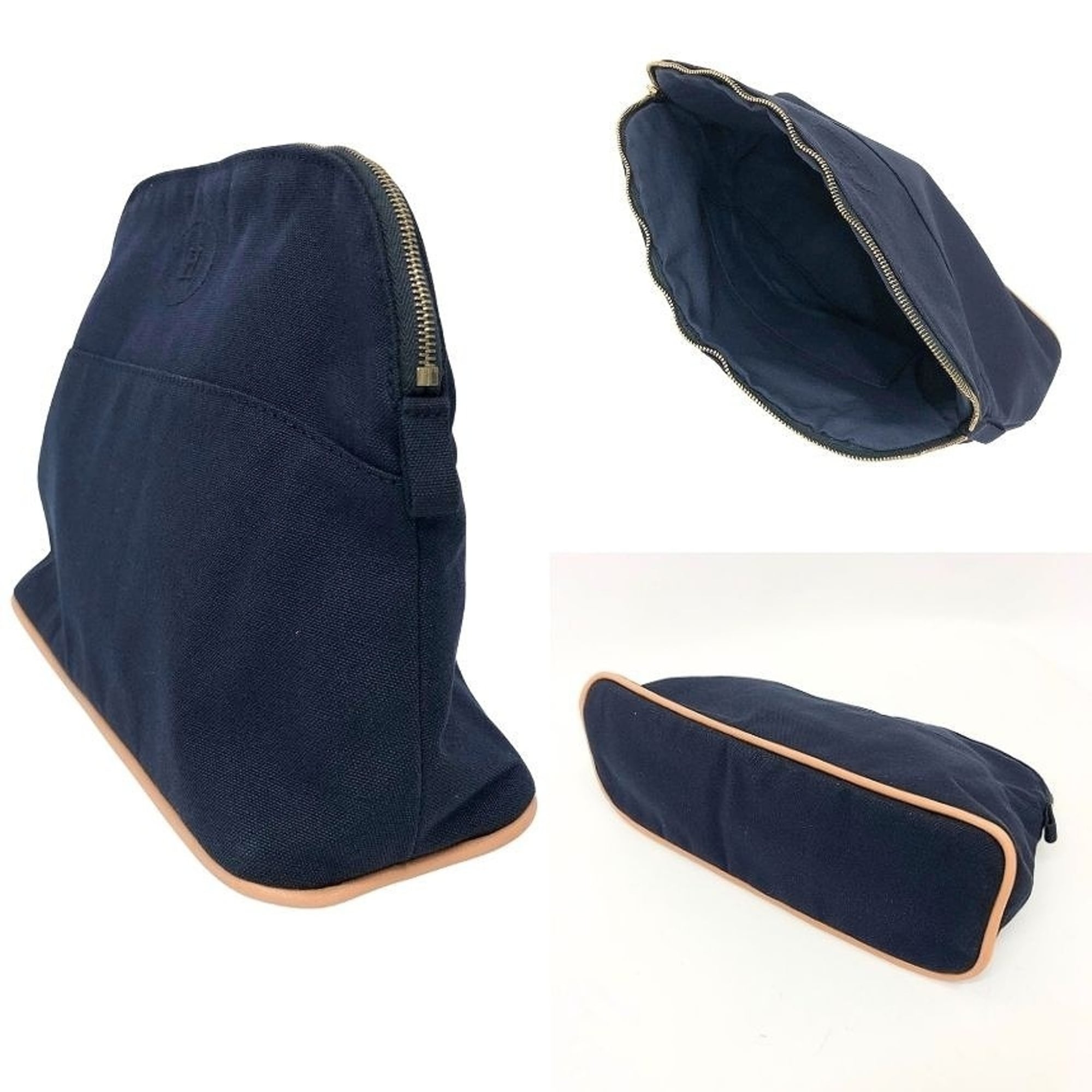 Hermes Navy Cotton Canvas Pouch (Pre-Owned)