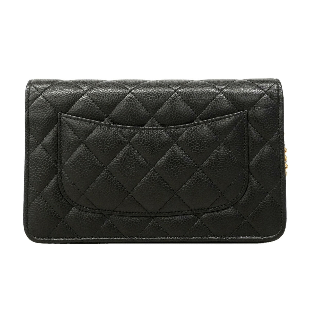 Chanel Black Grained Calfskin Chain/Shoulder Wallet (Pre-Owned)
