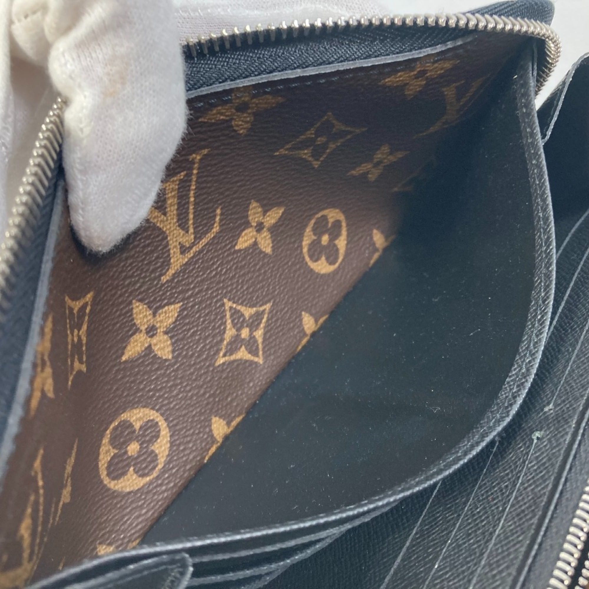 Louis Vuitton Monogram Macassar Black Brown Monogram Long Wallet (Bi-Fold) (Pre-Owned)