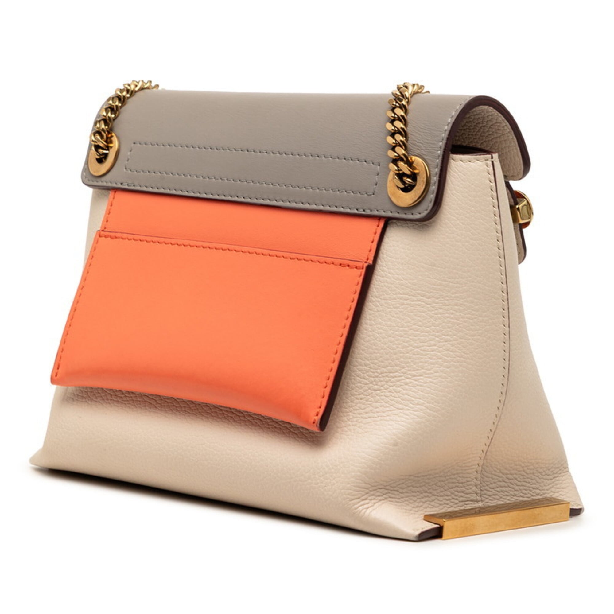 Chloé Gray Ivory Leather Shoulder Bag (Pre-Owned)