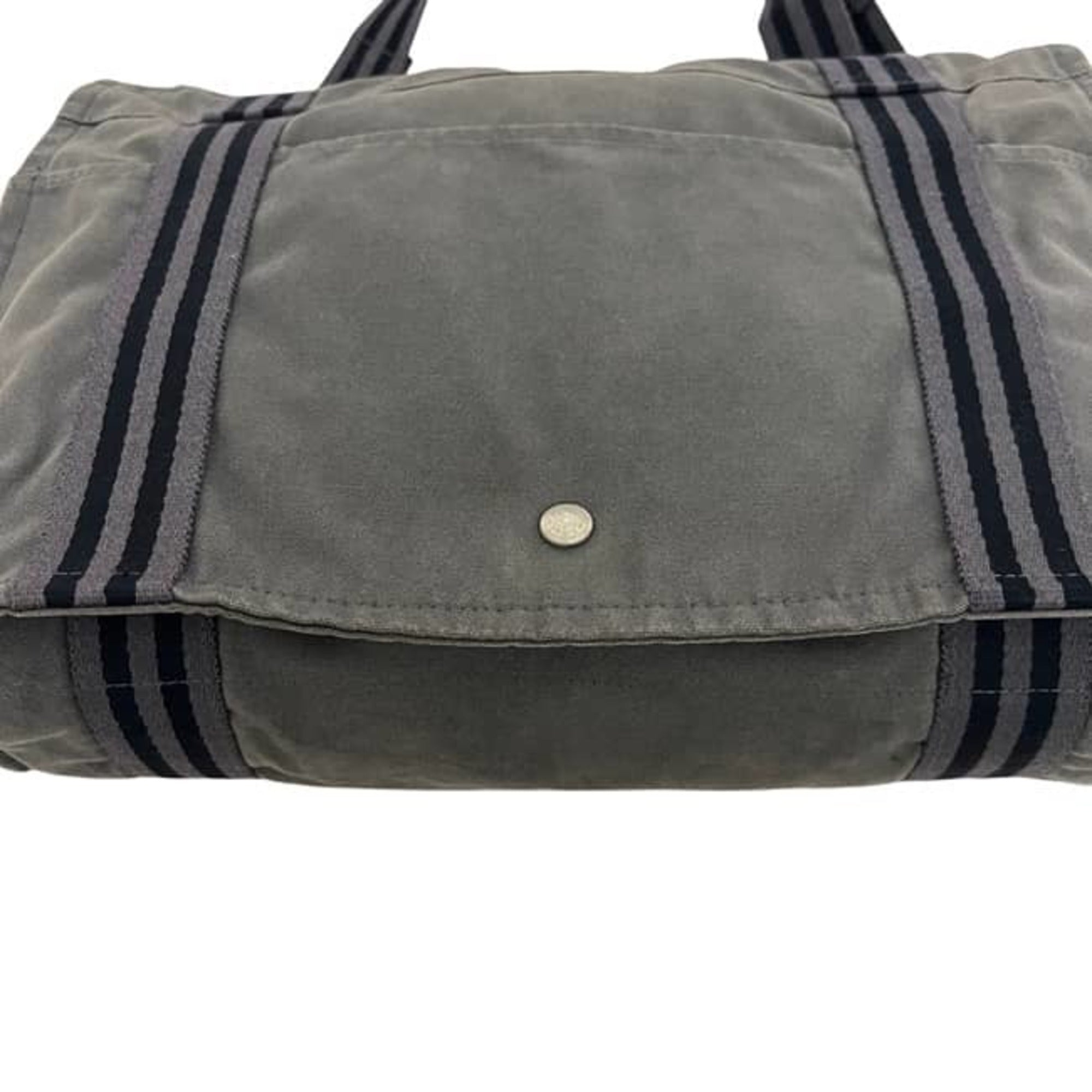 Hermes Gray Cotton Canvas Shoulder Bag (Pre-Owned)