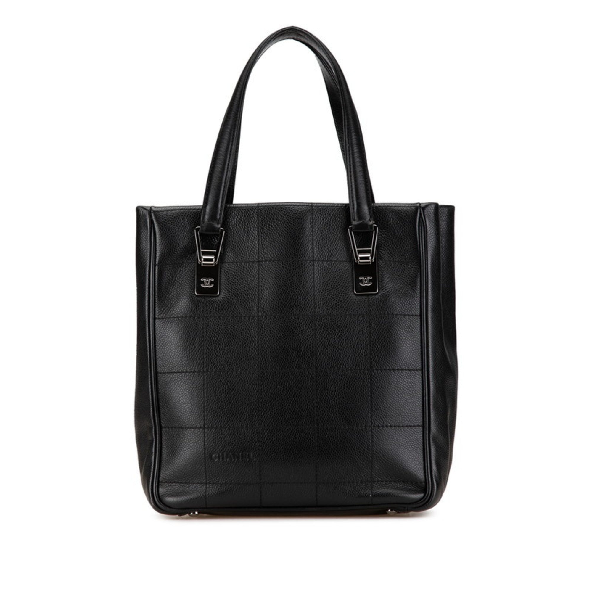 Chanel Chocolate Bar Black Grained Calfskin Tote Bag (Pre-Owned)