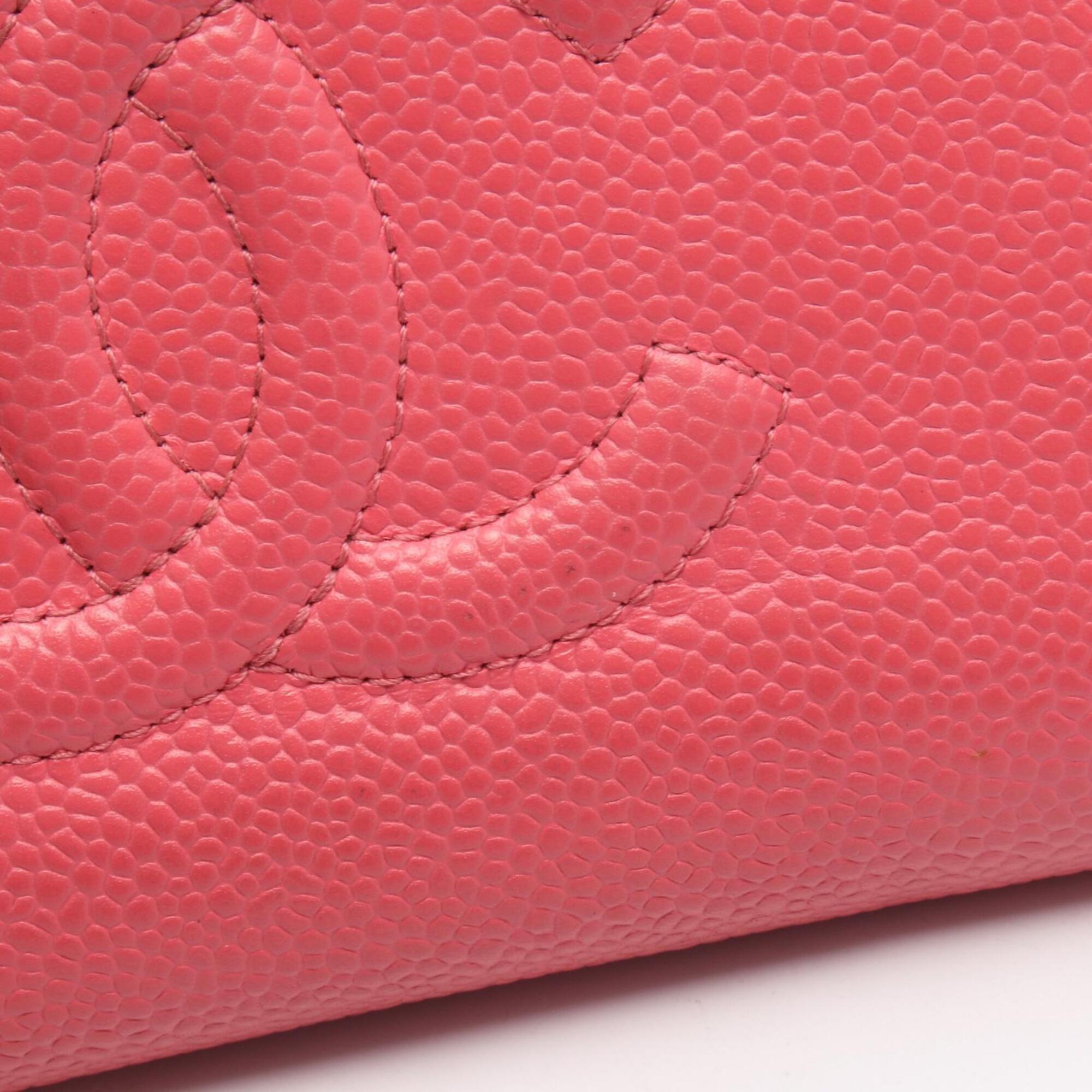 Chanel Pink Grained Calfskin Long Wallet (Bi-Fold) (Pre-Owned)