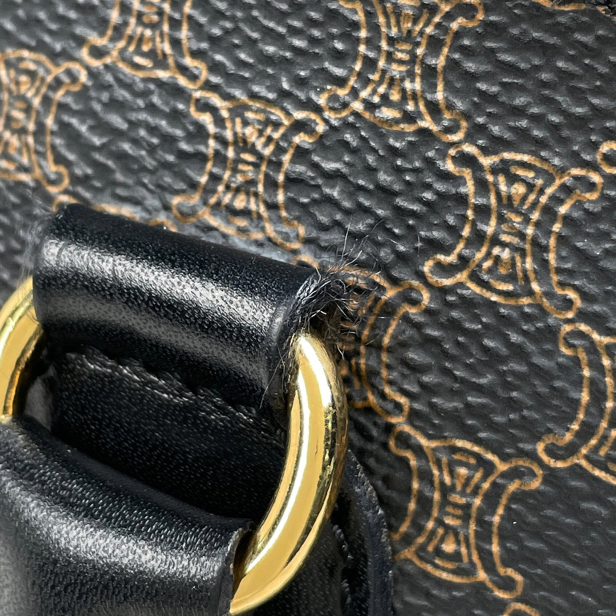 Celine Macadam Black Coated Canvas Leather Handbag (Pre-Owned)