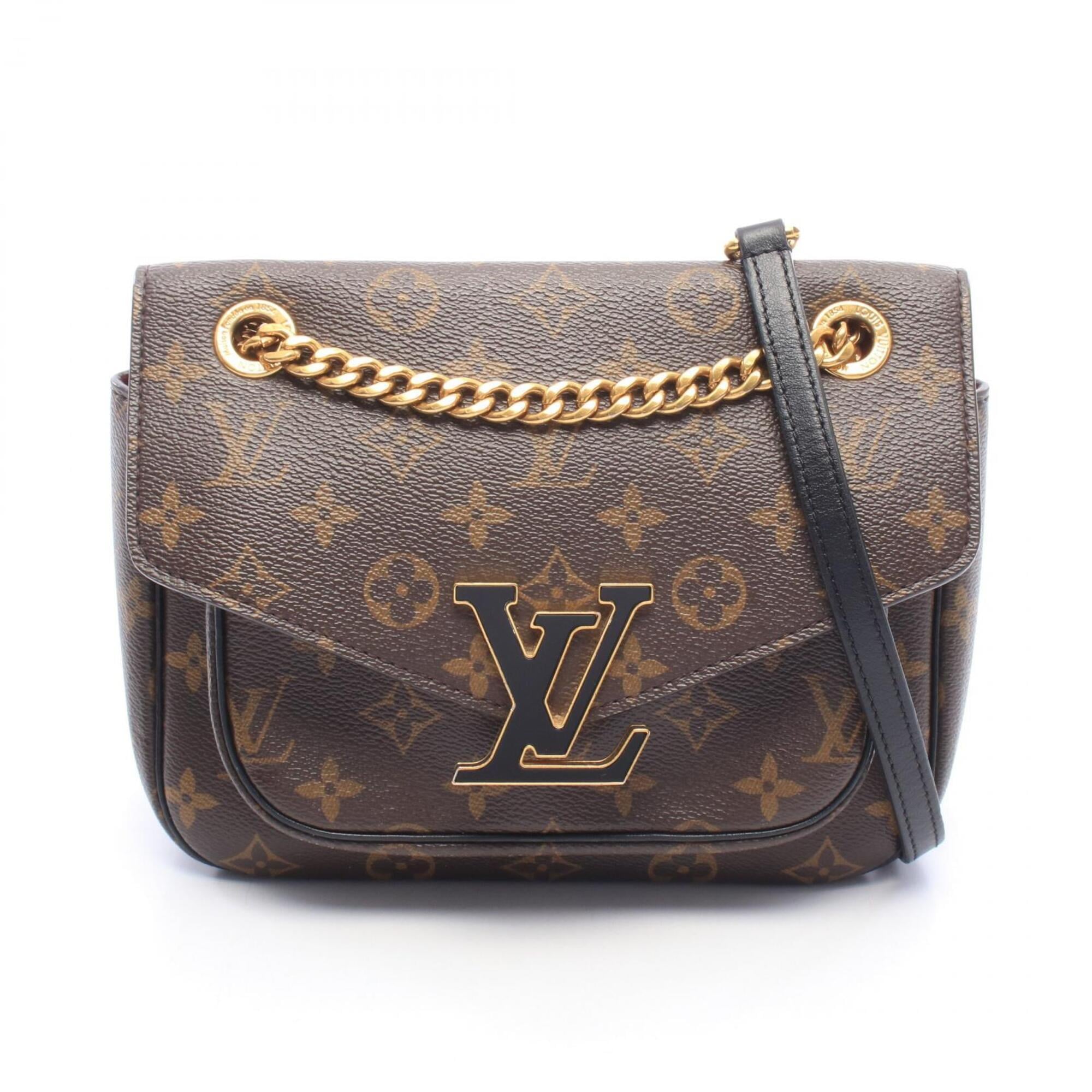 Louis Vuitton Black Brown Monogram Leather Handbag Shoulder Bag (Pre-Owned)