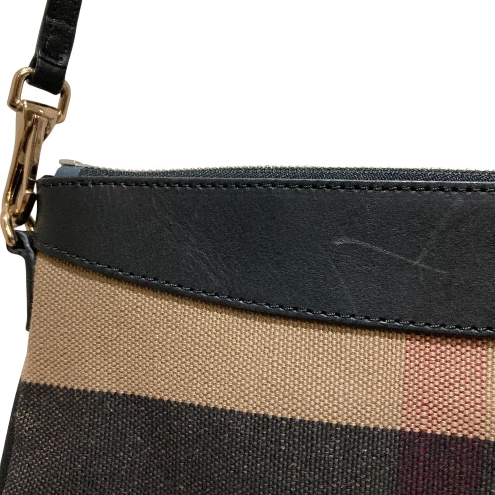 Burberry Black Brown White Canvas Shoulder Bag (Pre-Owned)
