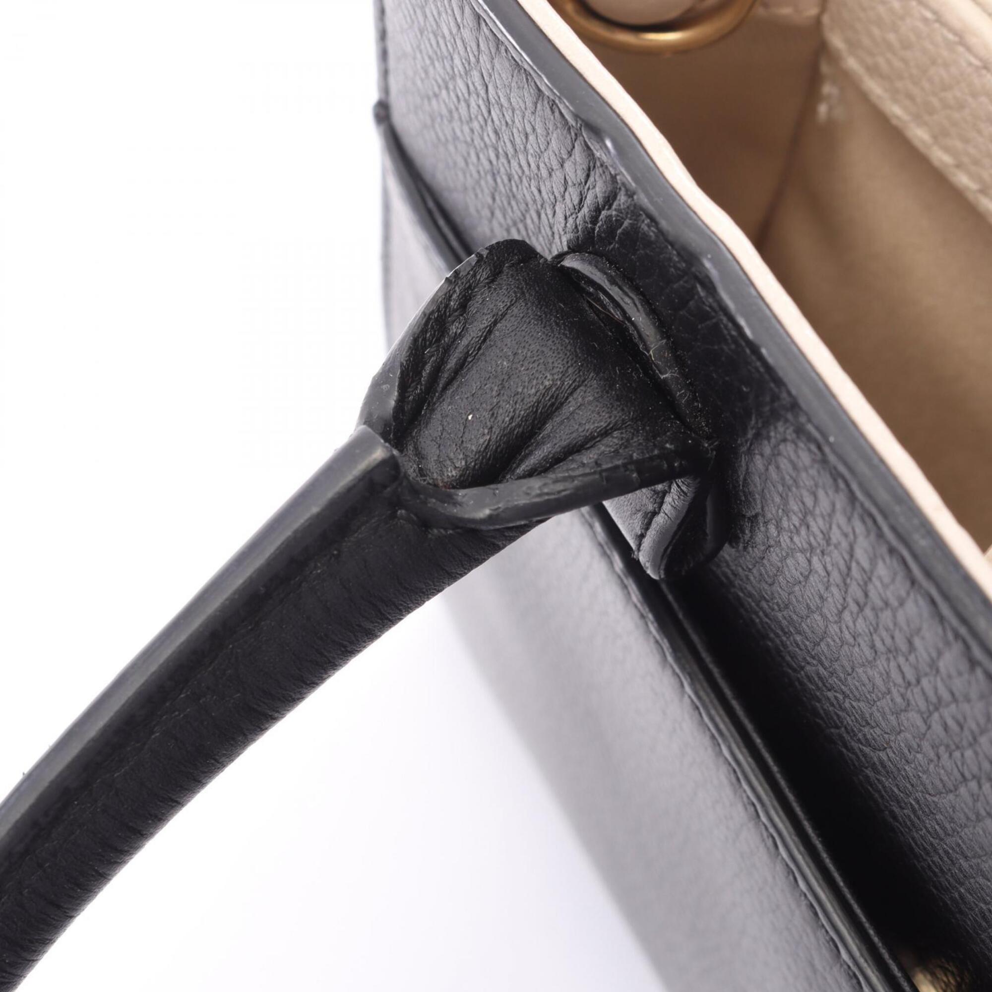 Chanel Black Ivory Leather Handbag Shoulder Bag (Pre-Owned)