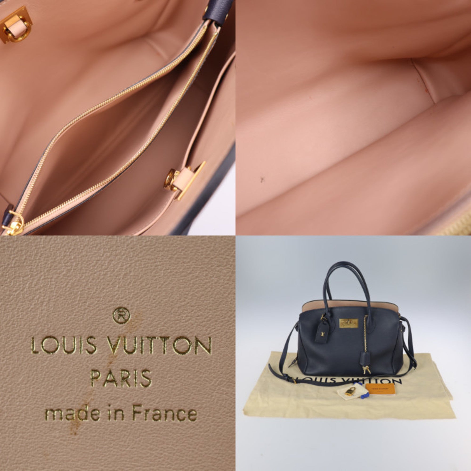 Louis Vuitton Navy Blue Leather Handbag Shoulder Bag (Pre-Owned)