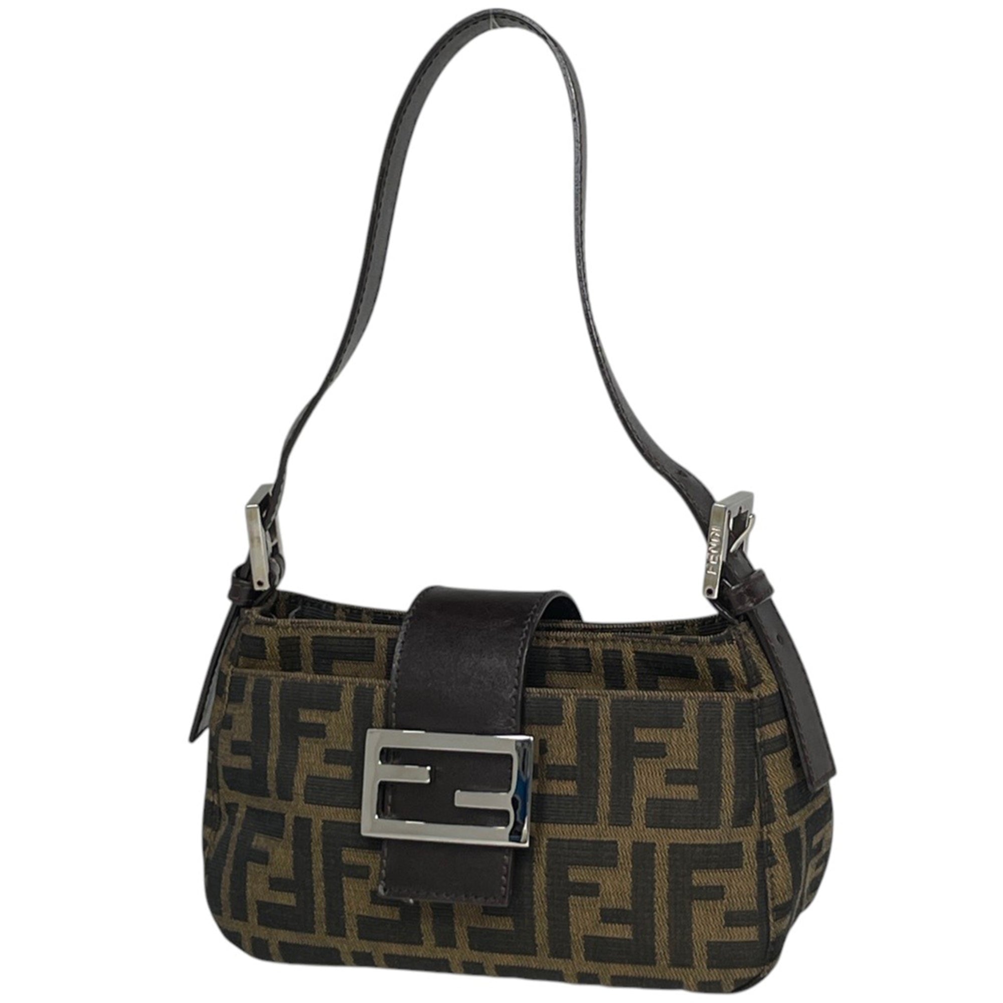 Fendi Brown Canvas Leather Handbag (Pre-Owned)