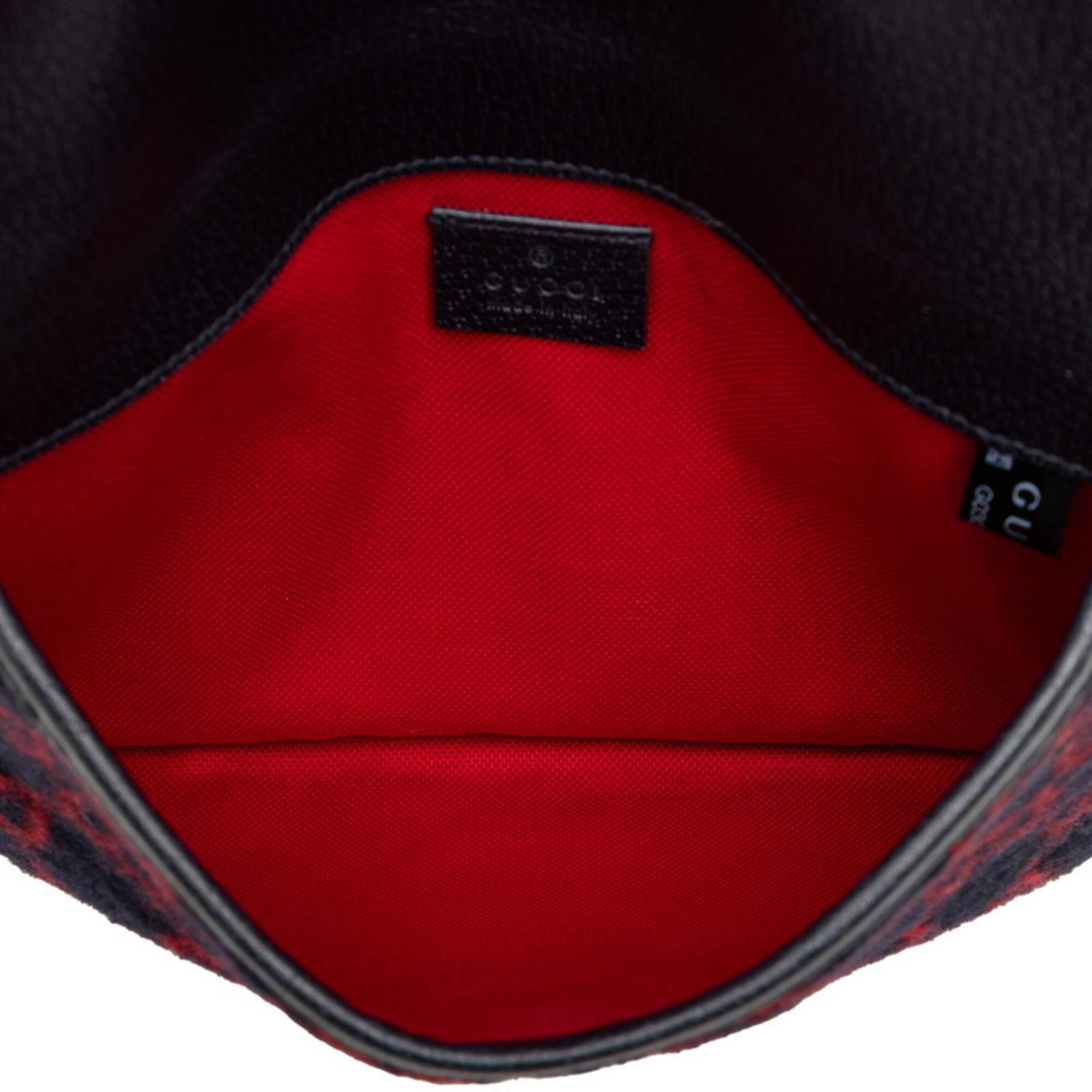 Gucci Navy Red Color Wool Leather Fanny Pack (Pre-Owned)