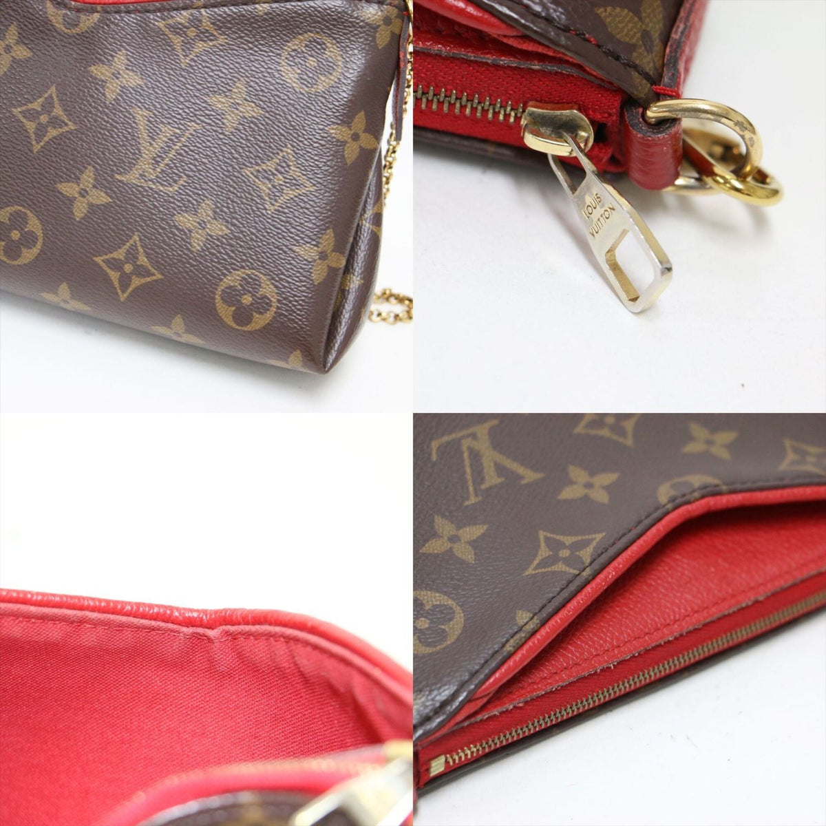 Louis Vuitton Red Color Monogram Leather Handbag Shoulder Bag (Pre-Owned)