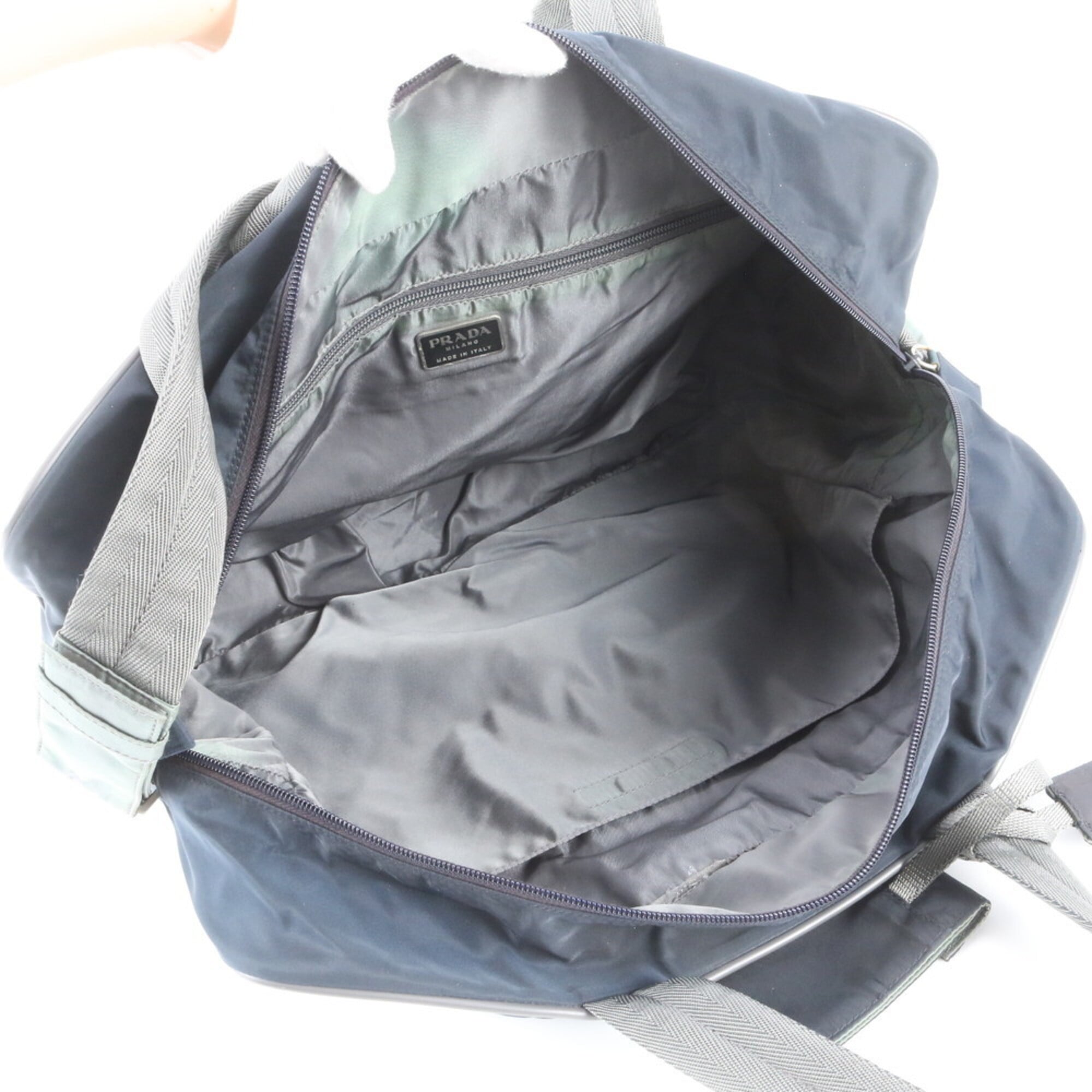 Pradasports Gray Navy Boston Bag Shoulder Bag Tote Bag (Pre-Owned)