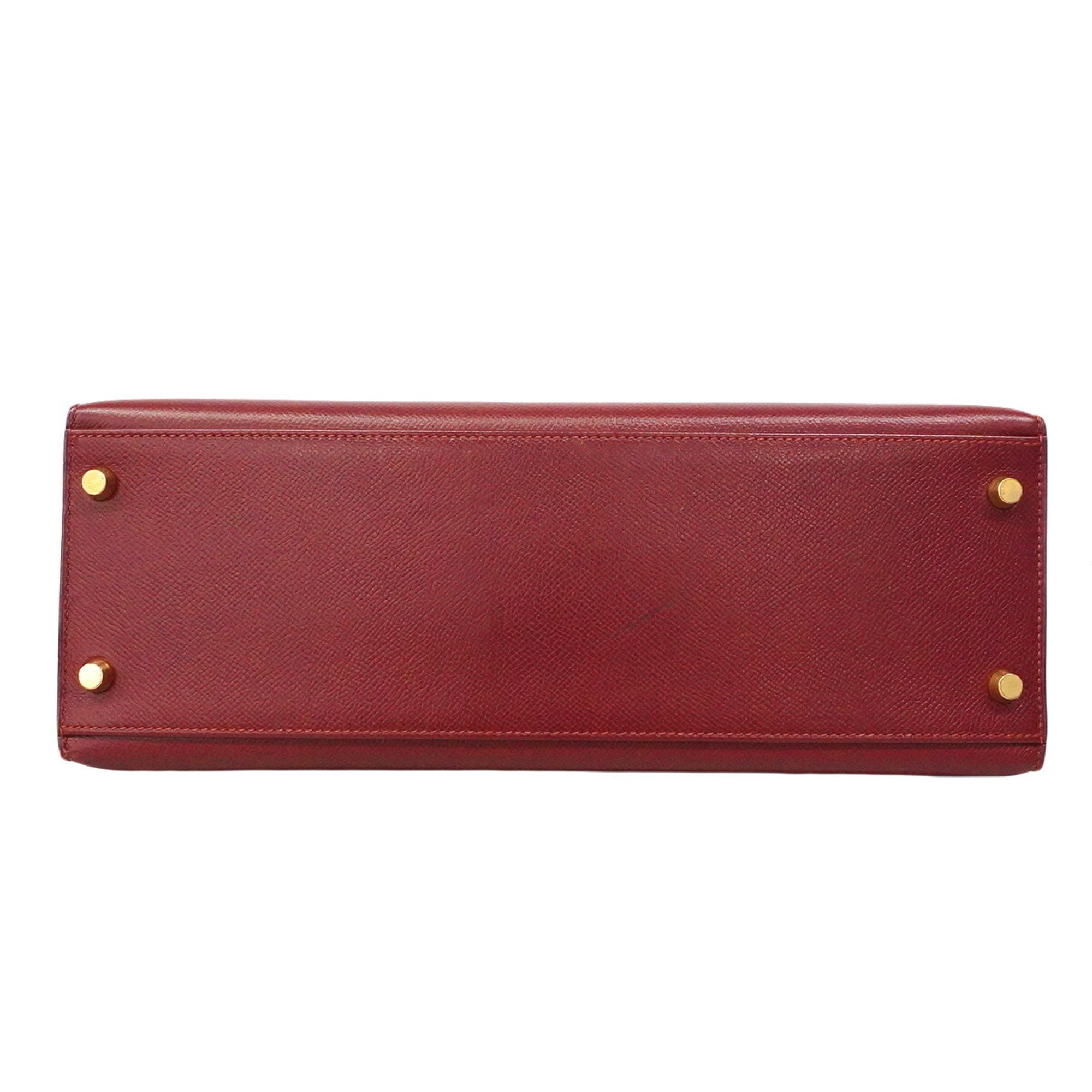Hermes Rouge H Epsom Leather Leather Handbag (Pre-Owned)