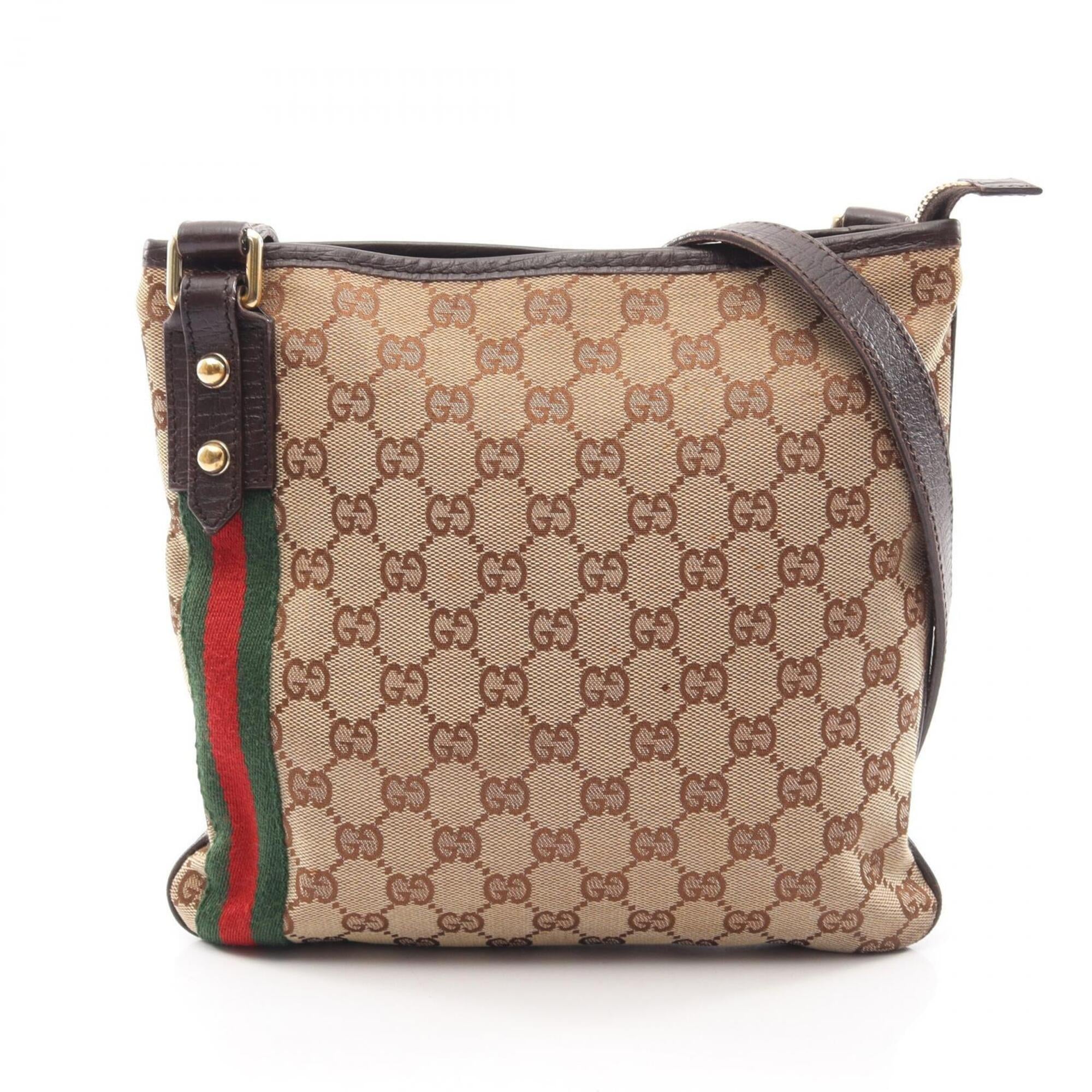 Gucci Beige Brown Multi-Color Canvas Leather Handbag Shoulder Bag (Pre-Owned)
