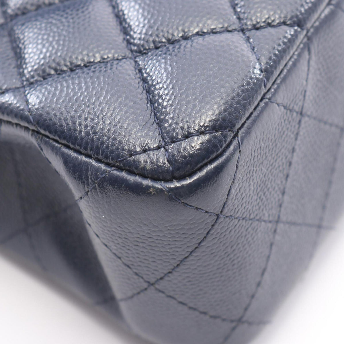 Chanel Navy Grained Calfskin Handbag Shoulder Bag (Pre-Owned)