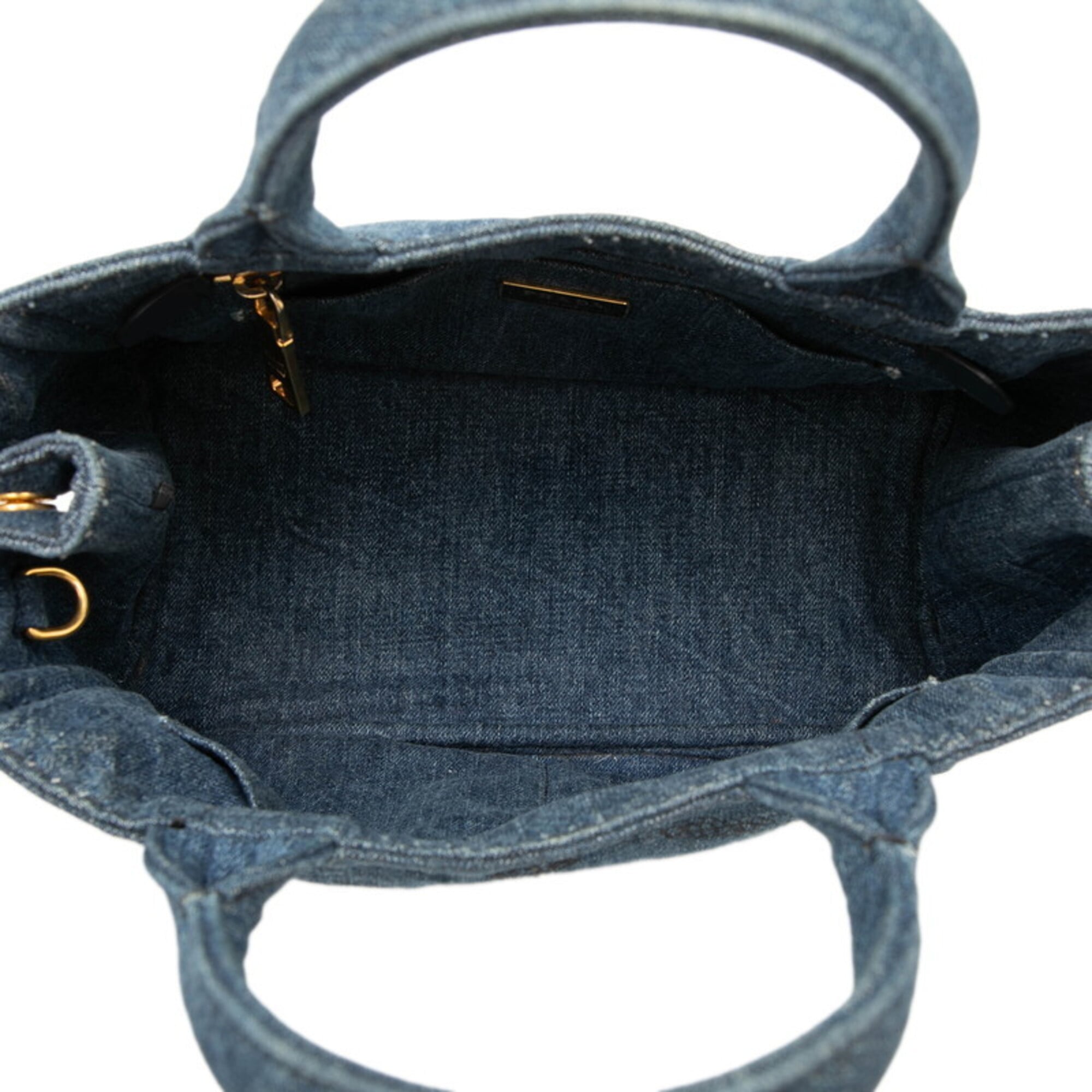 Prada Blue Canapa Denim Shoulder Bag Tote Bag (Pre-Owned)