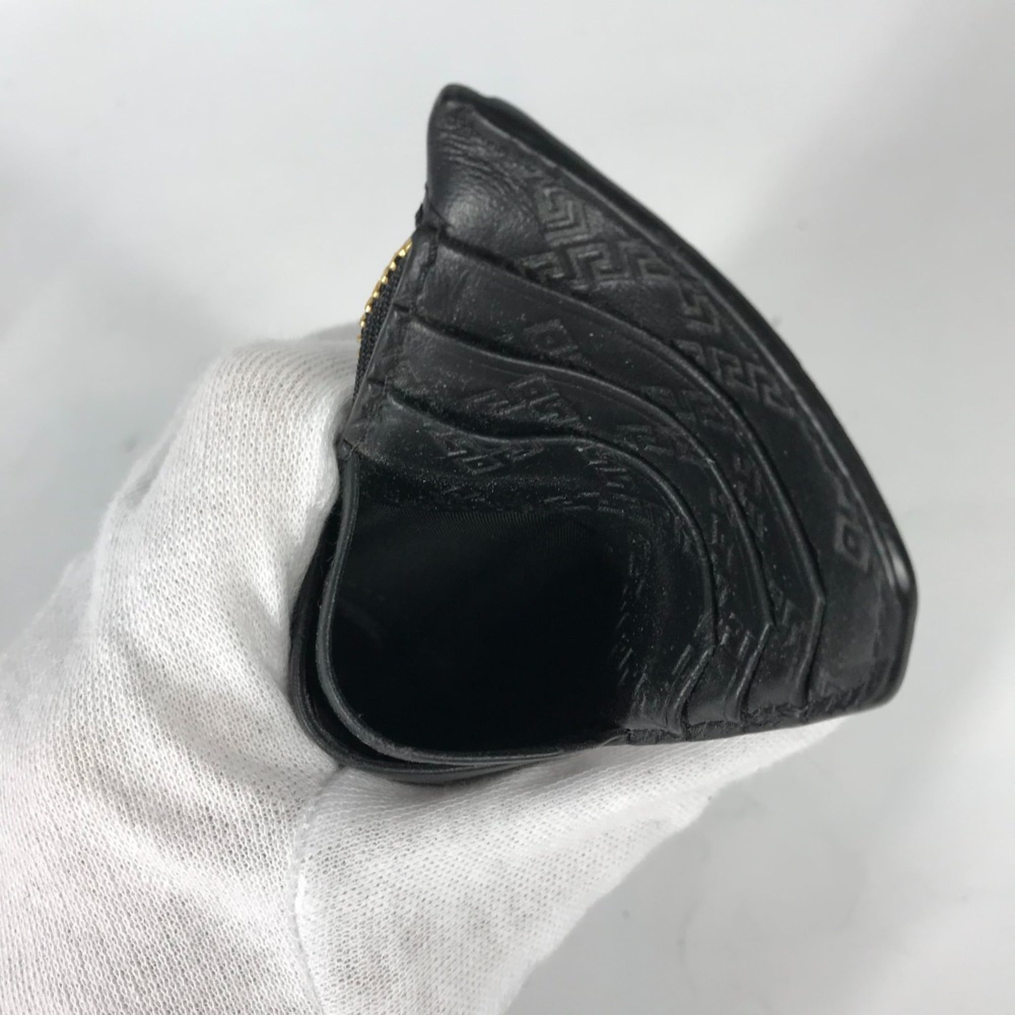 Versace Black Leather Coin Purse/Coin Case (Pre-Owned)