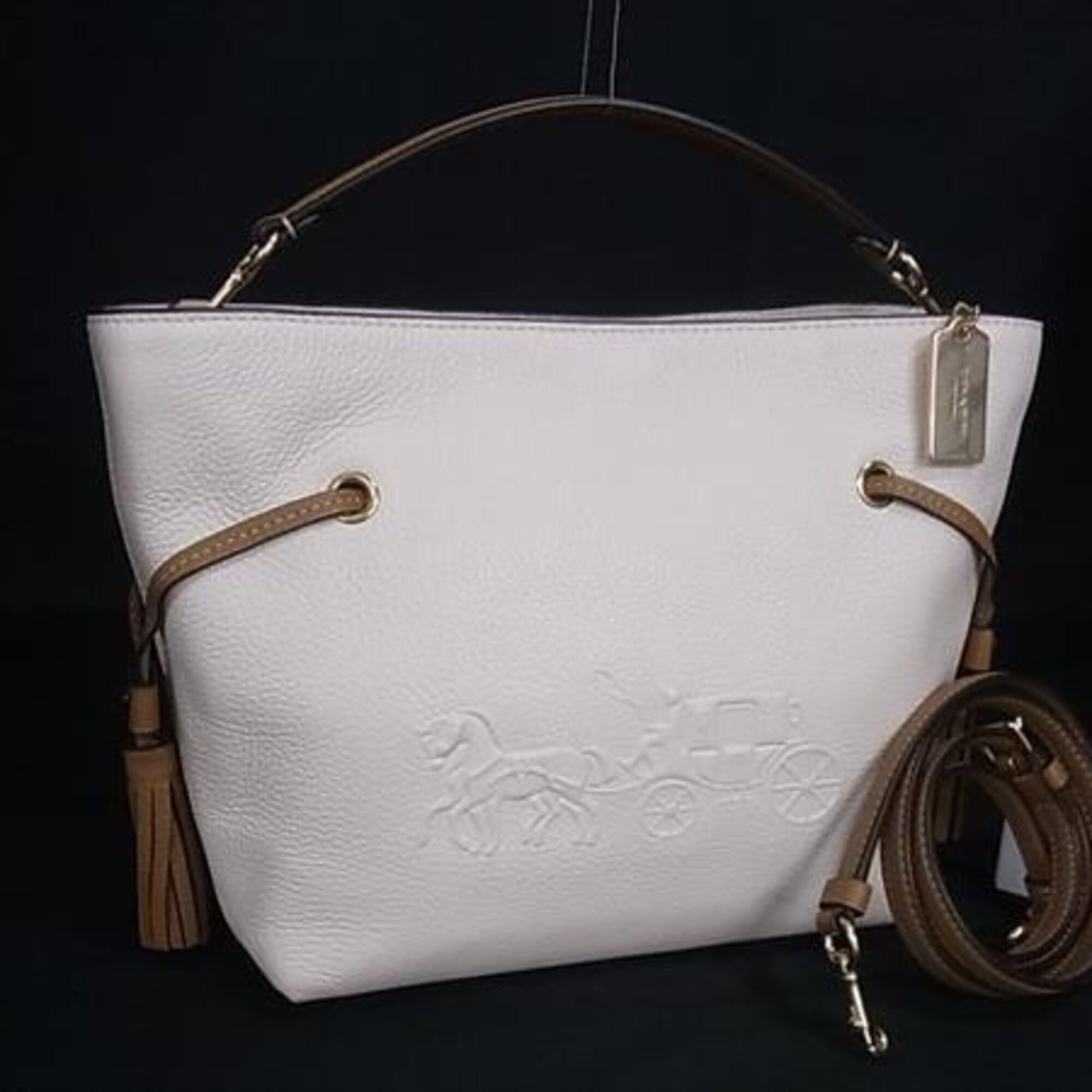 Coach White Leather Handbag Shoulder Bag (Pre-Owned)