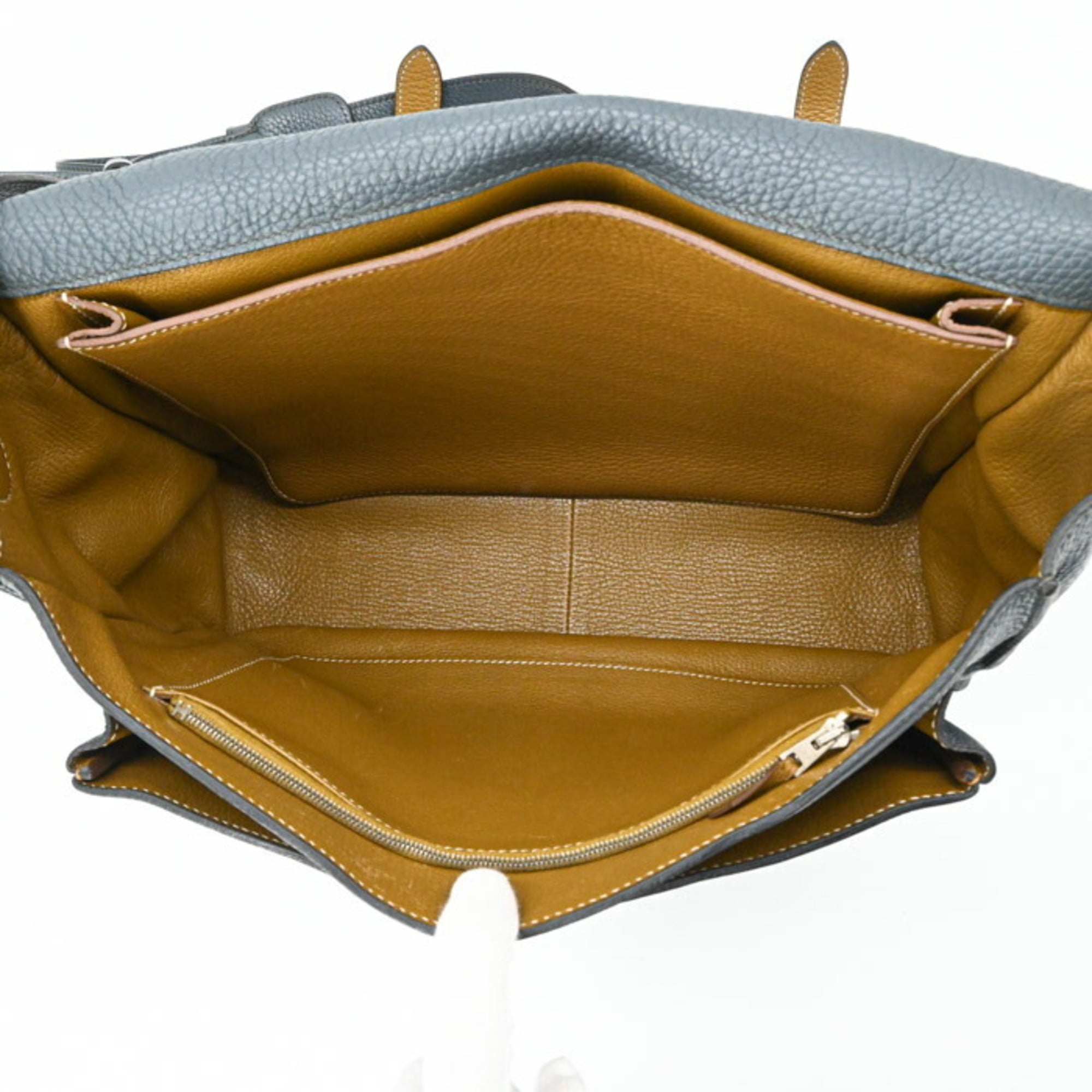 Hermes Blue Brown Taurillon Clemence Leather Leather Shoulder Bag (Pre-Owned)