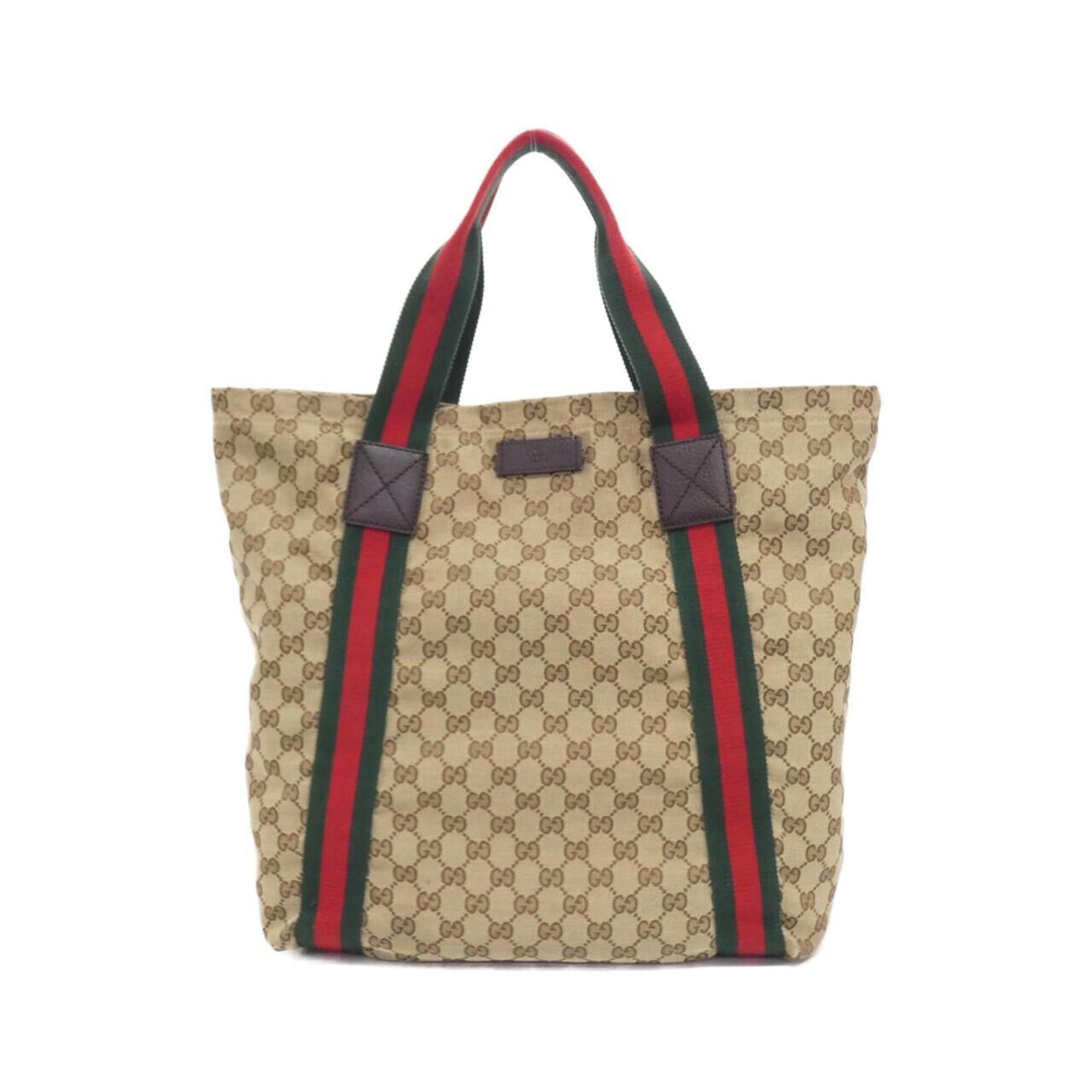 Gucci Beige Brown Gg Canvas Handbag (Pre-Owned)