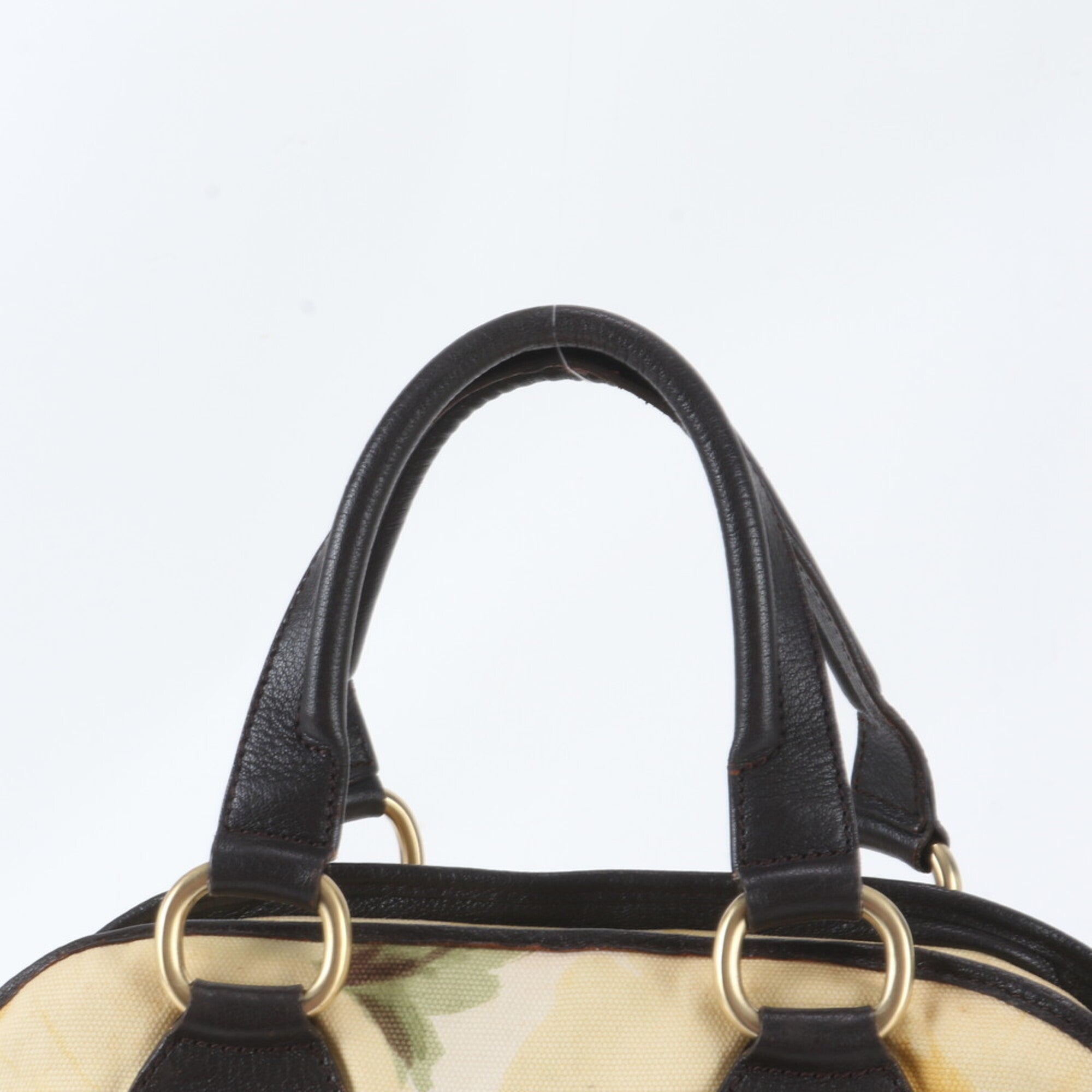 Celine Brown Yellow Leather Canvas Handbag Shoulder Bag Tote Bag (Pre-Owned)