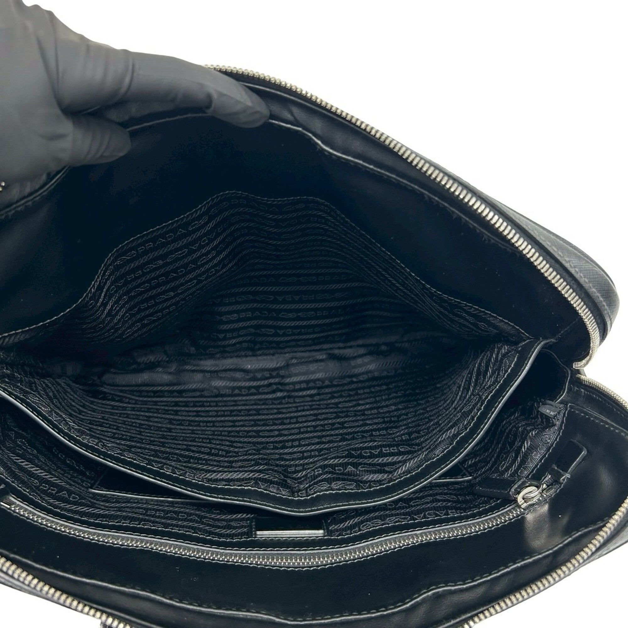Prada Black Leather Briefcase Shoulder Bag (Pre-Owned)