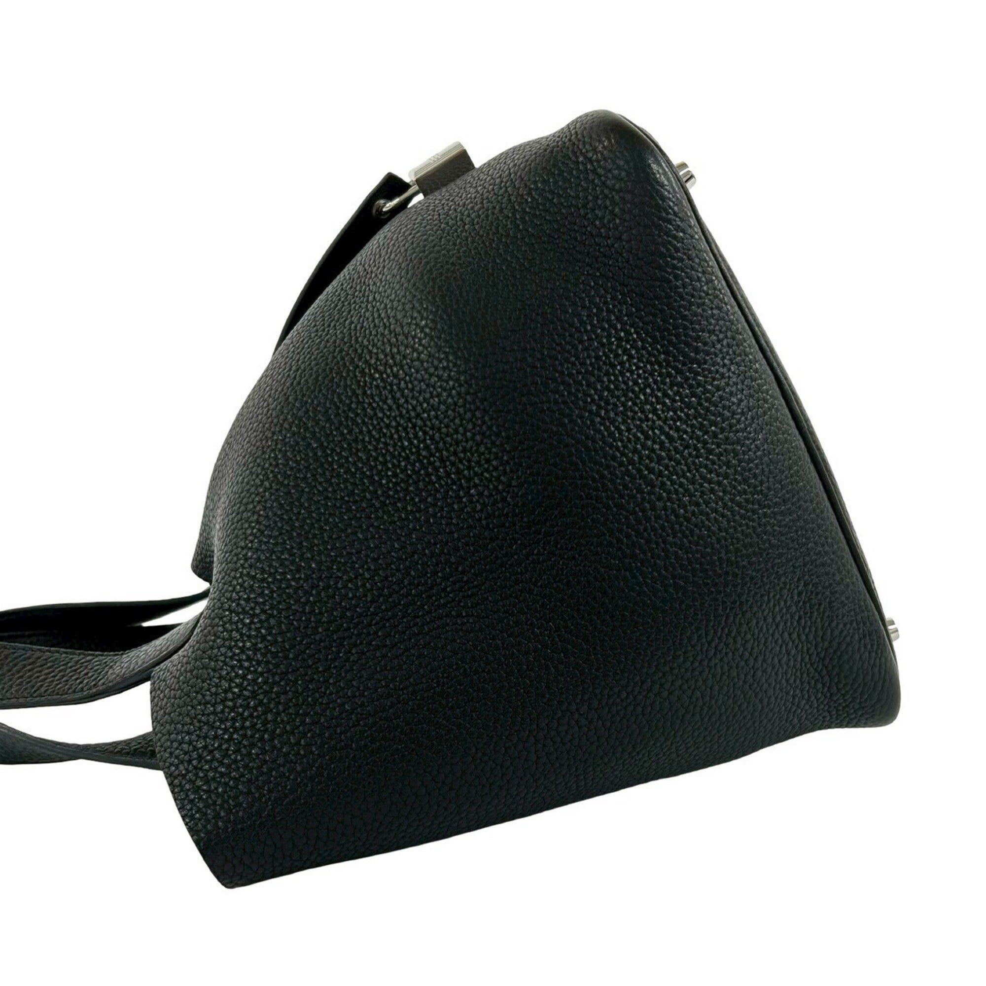 Hermes Black Taurillon Clemence Leather Handbag Tote Bag (Pre-Owned)