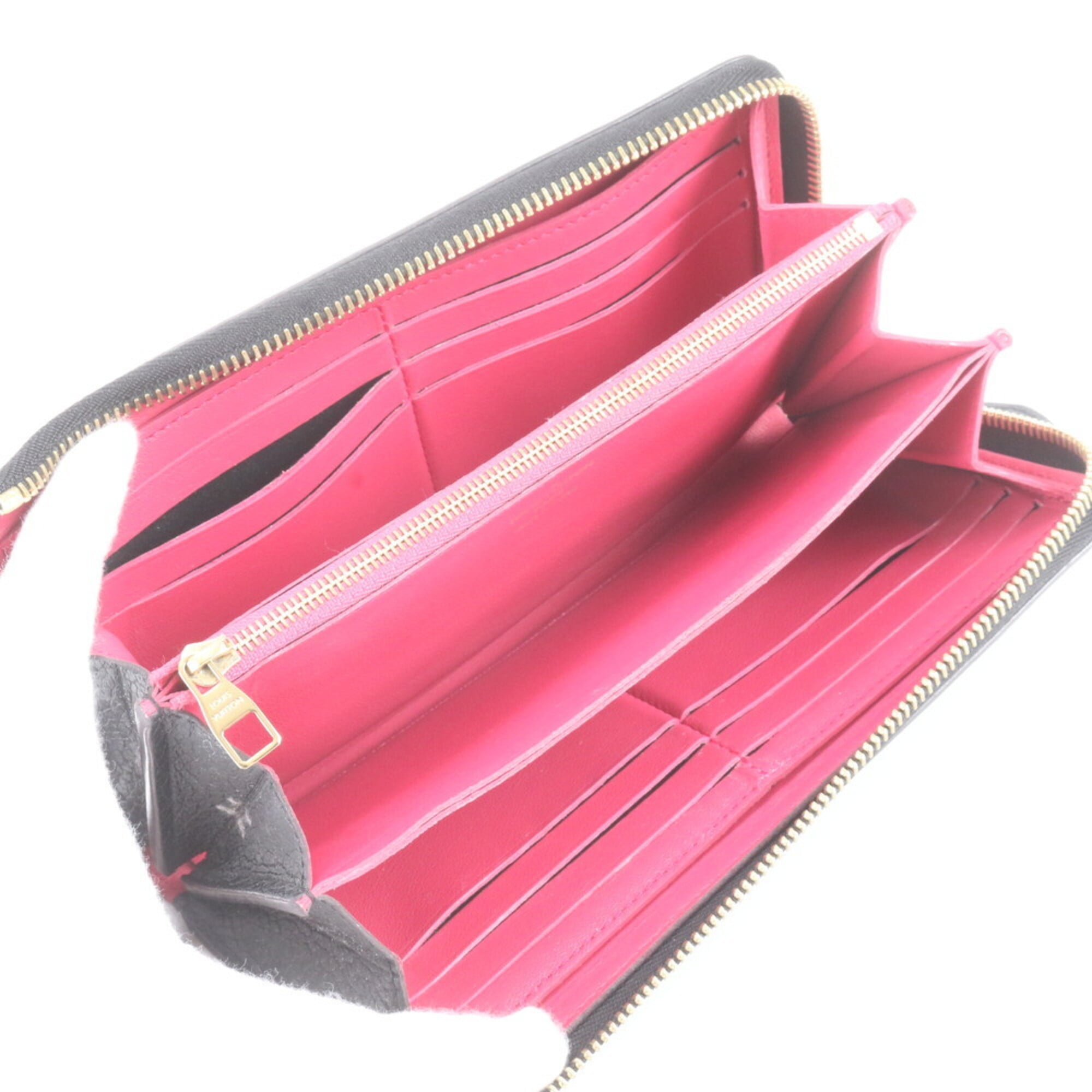 Louis Vuitton Noir Pink Leather Long Wallet (Bi-Fold) (Pre-Owned)