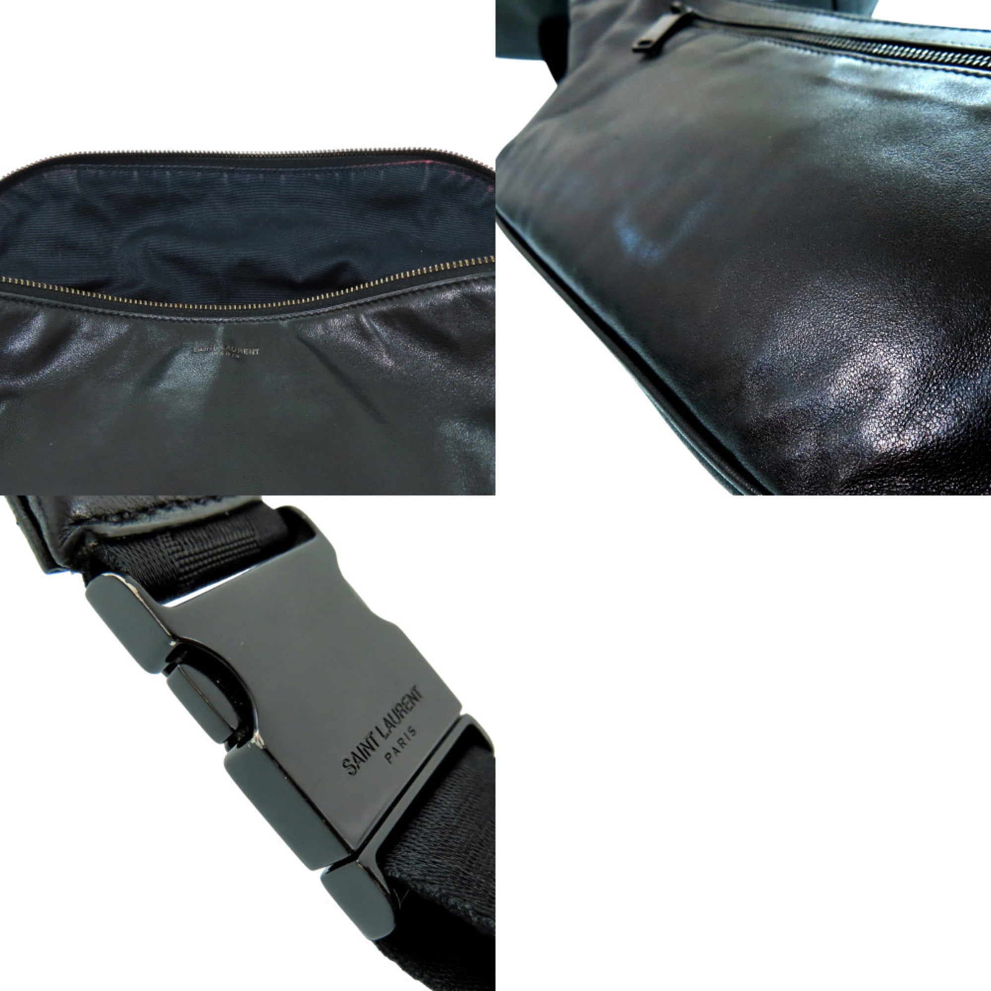 Yves Saint Laurent Black Leather Fanny Pack Sling Bag (Pre-Owned)