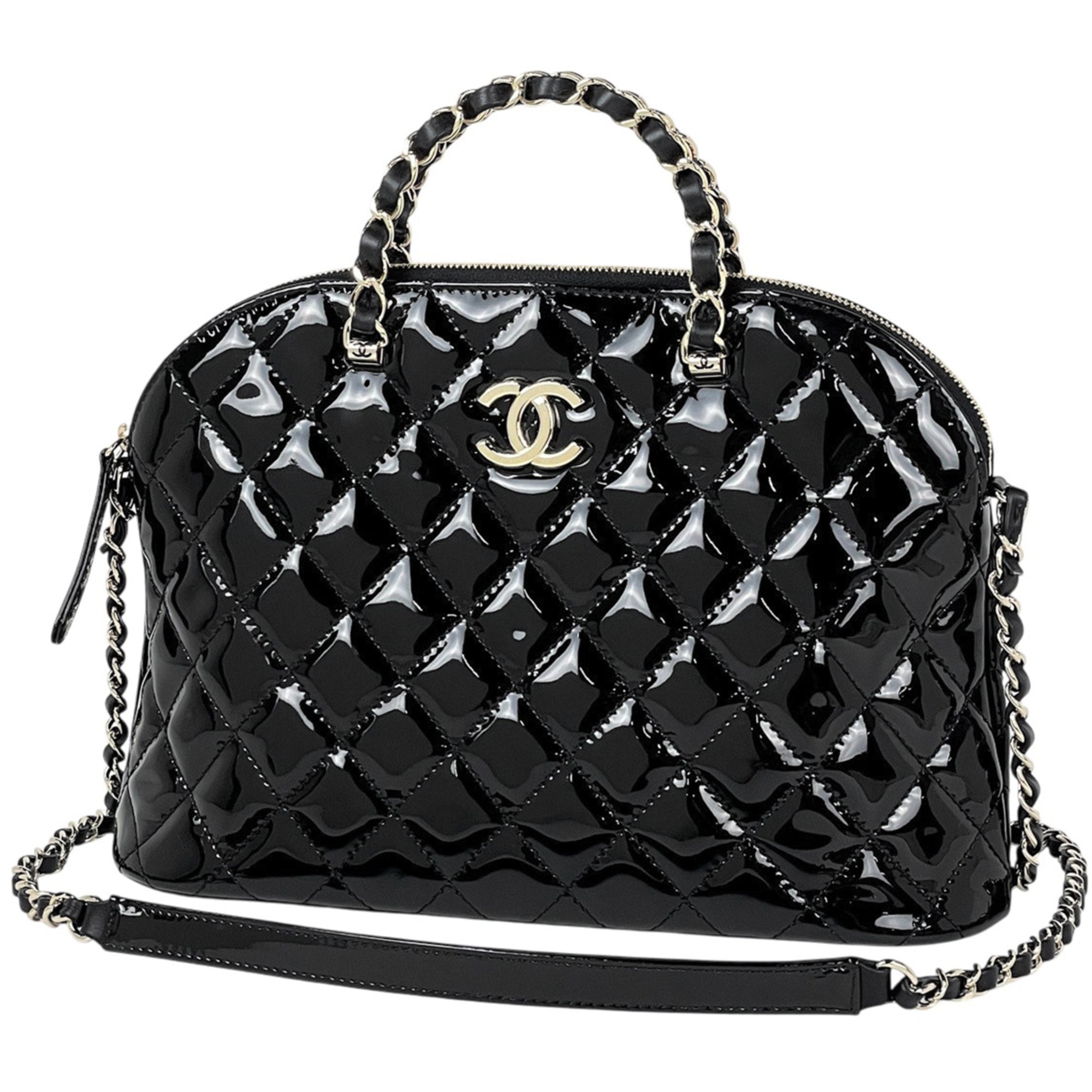 Chanel Black Patent Leather Handbag (Pre-Owned)