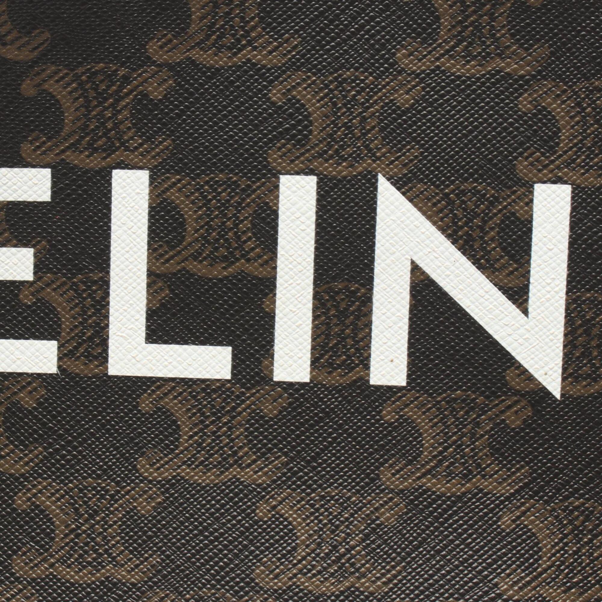 Celine Black Brown White Pvc Coated Canvas Leather Messenger Bag Shoulder Bag (Pre-Owned)